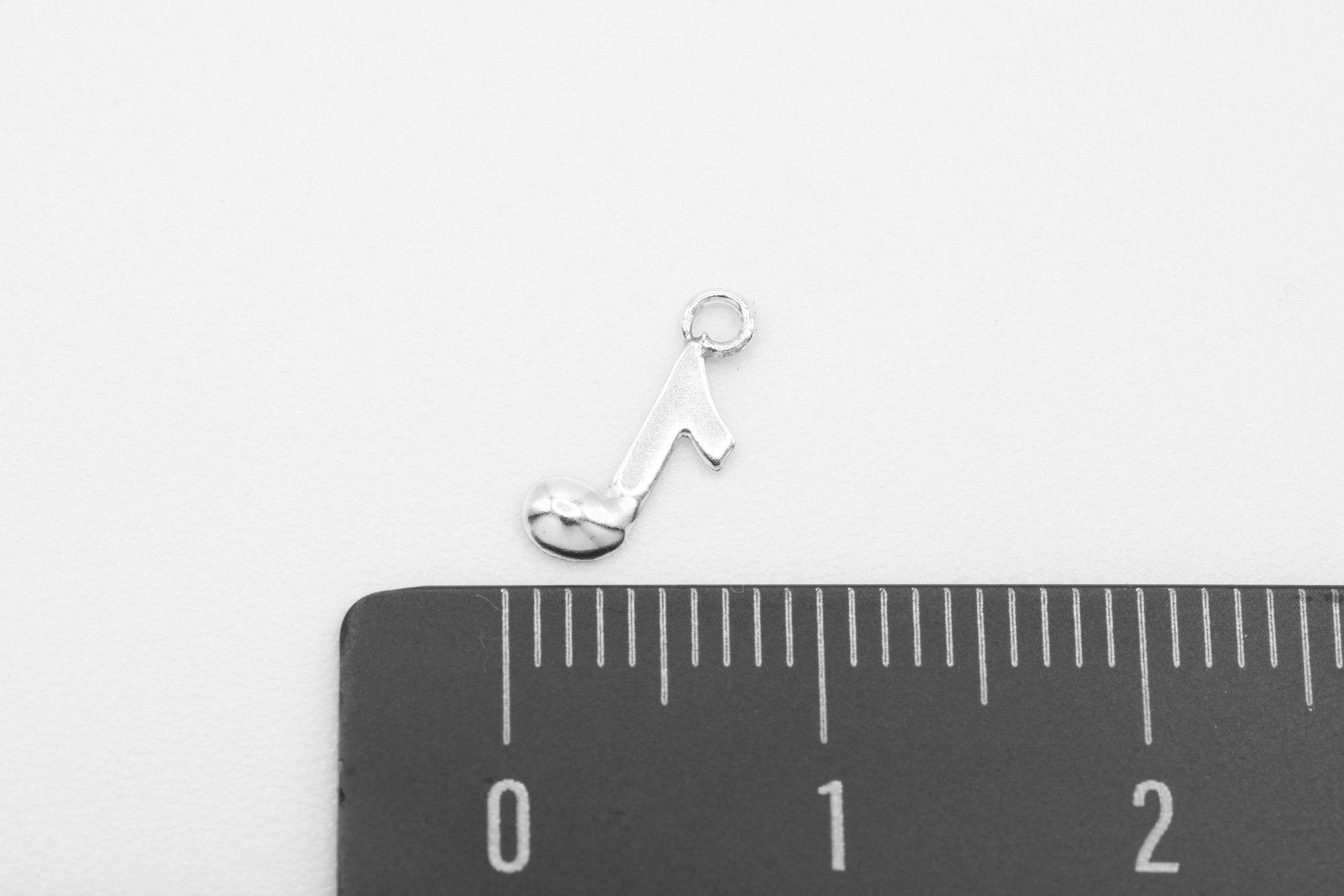 Eighth Musical Note Charm, Wholesale, 925 Sterling Silver, 10mm x 5mm, Jewelry Making Charm - HarperCrown