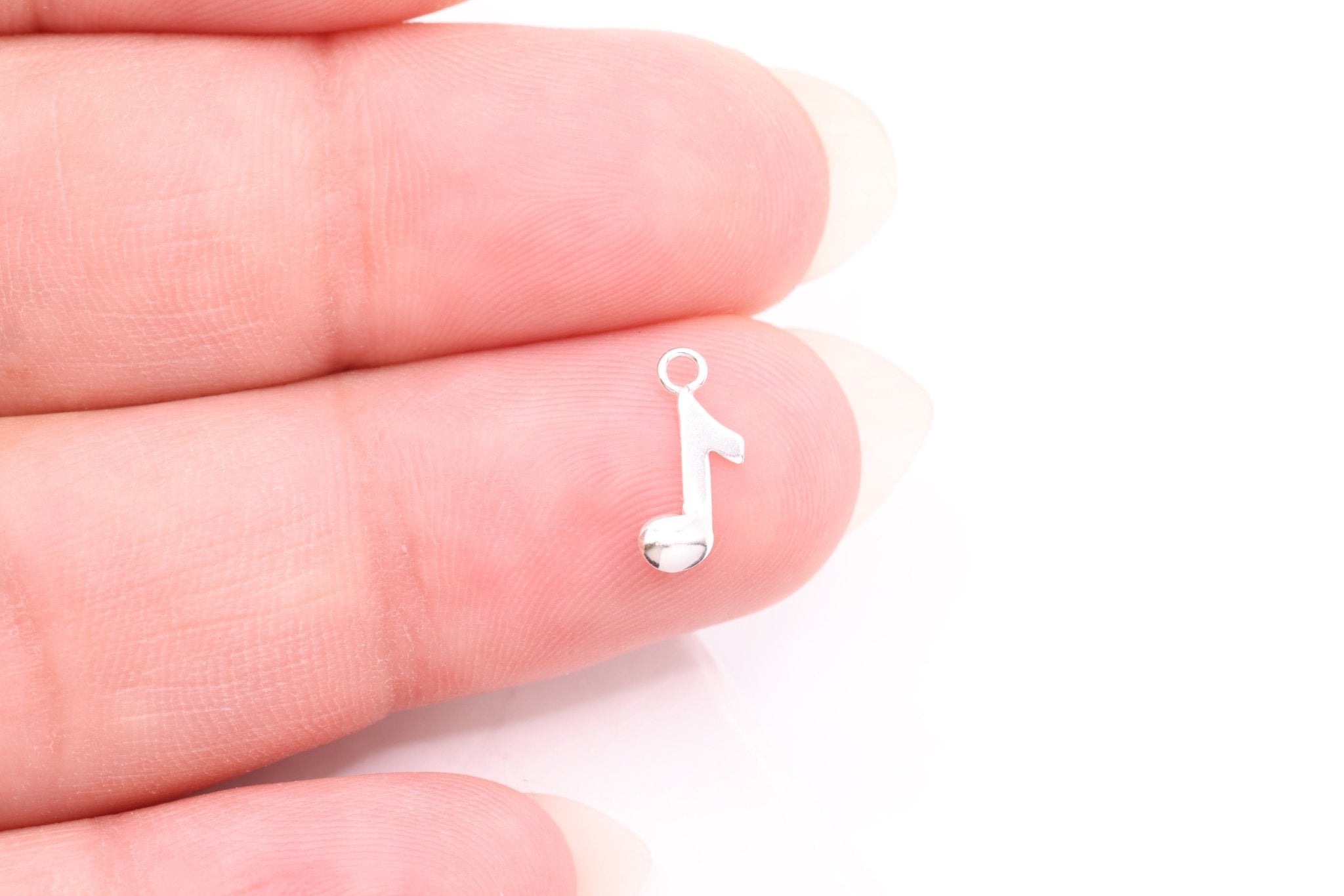 Eighth Musical Note Charm, Wholesale, 925 Sterling Silver, 10mm x 5mm, Jewelry Making Charm - HarperCrown