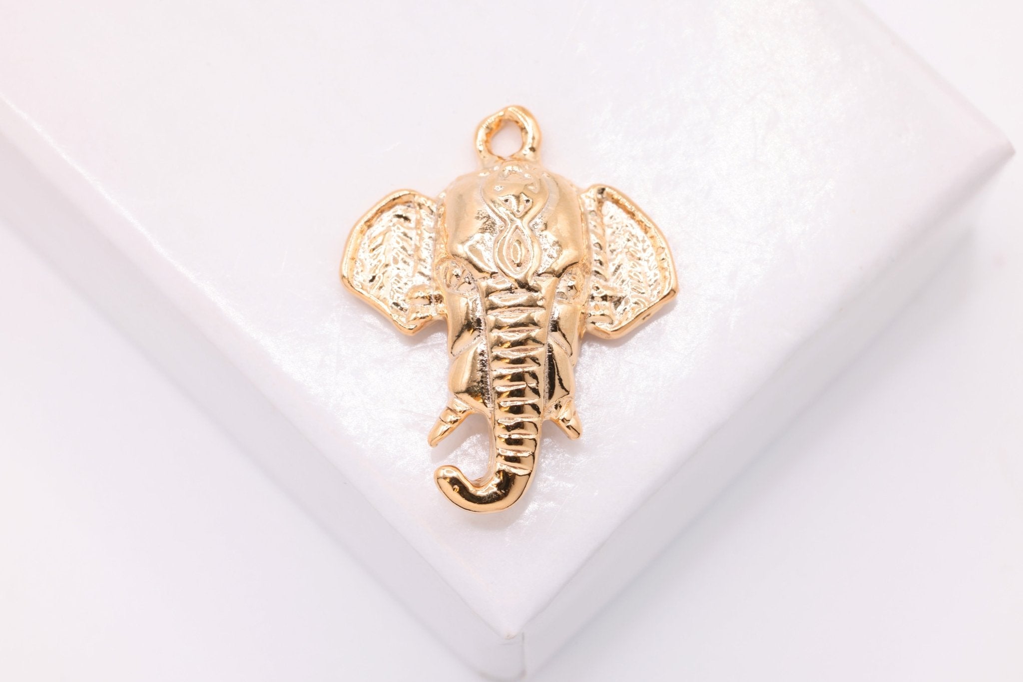 Elephant Head Charm, 18K Rose Gold - Plated 925 Sterling Silver, 20mm x 16mm, Safari Lucky Animal - HarperCrown