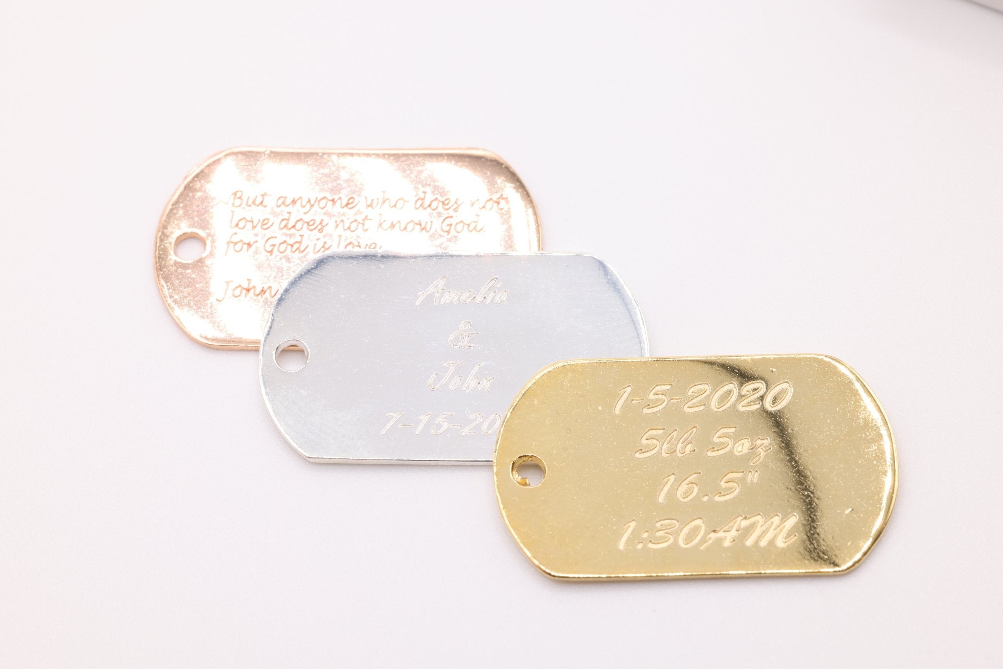 Engraved Dog Tag Charm, 925 Sterling Silver, Gold-Plated, Charm for Jewelry Making - HarperCrown