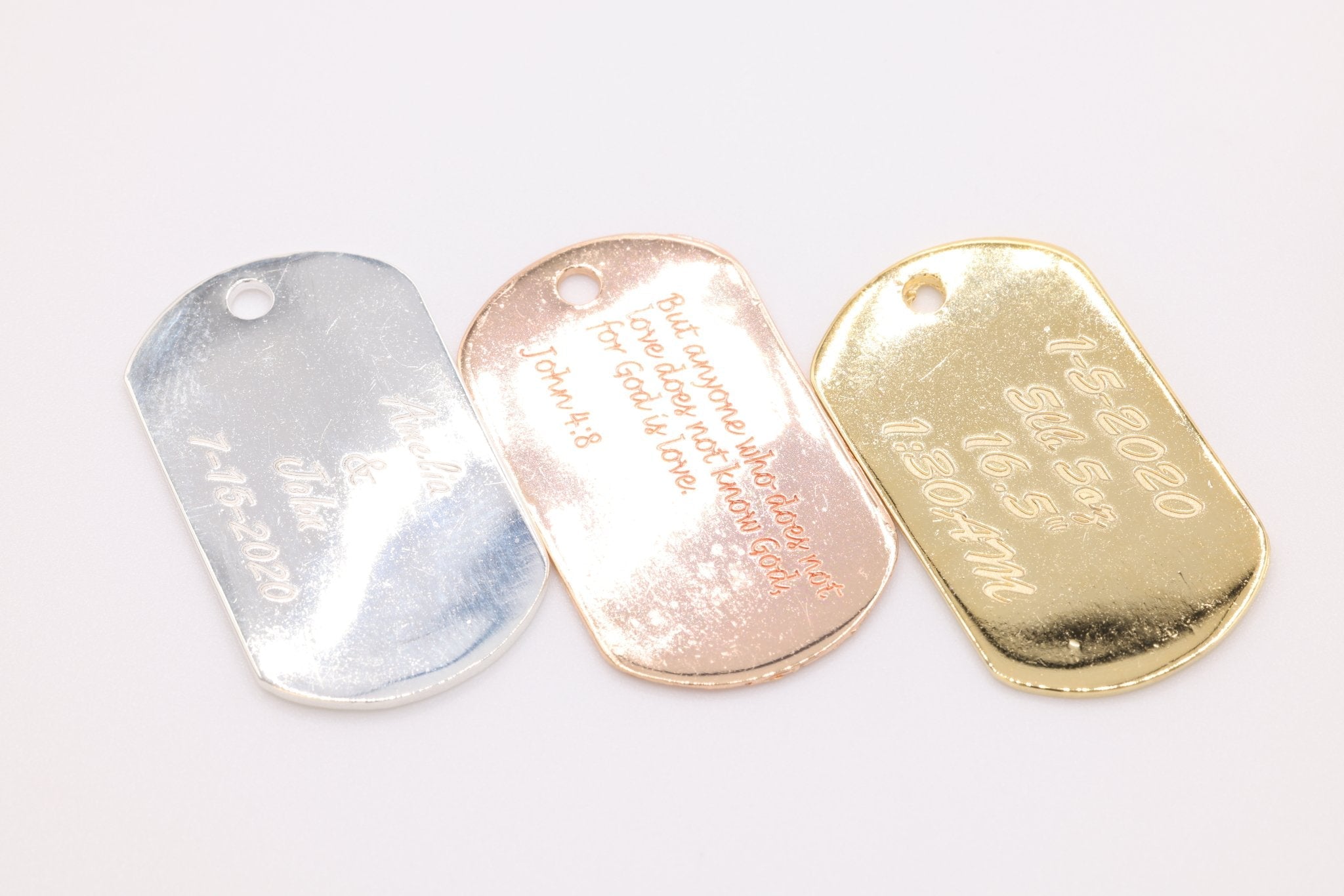 Engraved Dog Tag Charm, 925 Sterling Silver, Gold-Plated, Charm for Jewelry Making - HarperCrown