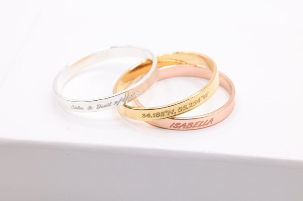 Engraved Rings, Gold Plated Sterling Silver - HarperCrown