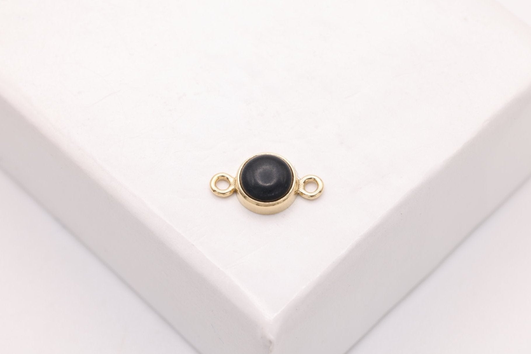 Faux Onyx Connector Charm, Gold - Filled, 8mm x 4mm, Bulk DIY Wholesale Jewelry Making Charm - HarperCrown