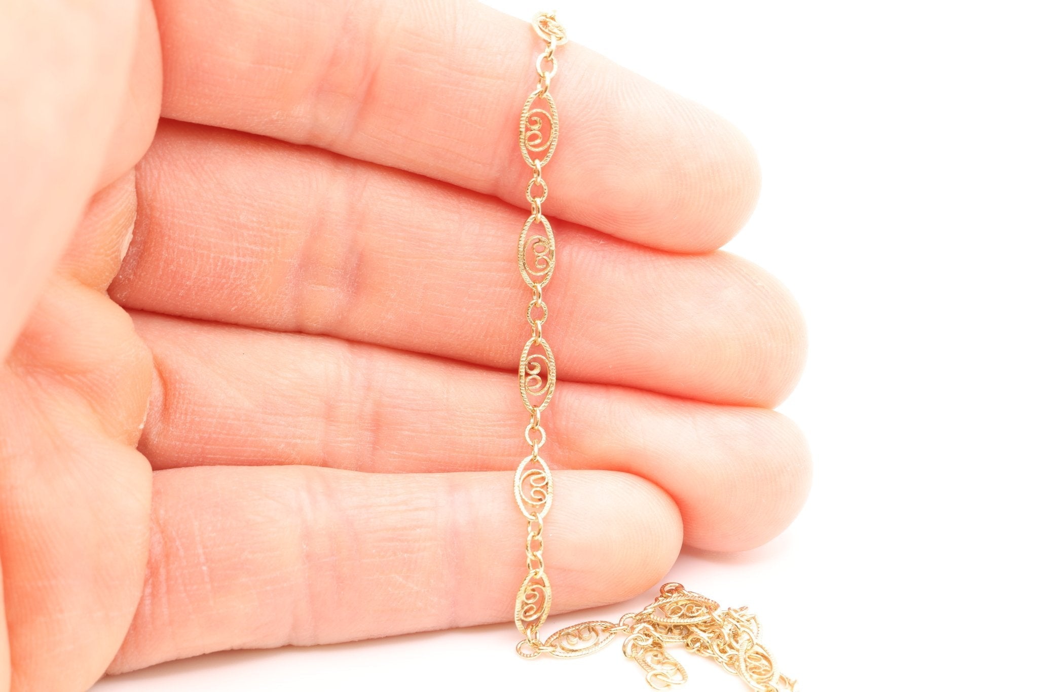 Filigree Scroll Necklace, 14/20 Gold - Filled, Wholesale, Finished and Ready to Wear - HarperCrown