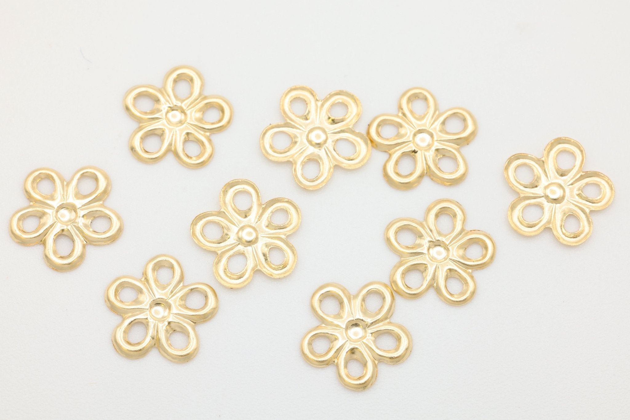 Flower Connector Charm, Wholesale, 14/20 Gold - Filled, 10mm x 10mm, Hawaiian Plumeria Daisy Flower Charm, Bulk DIY Wholesale Jewelry Making Charm - HarperCrown