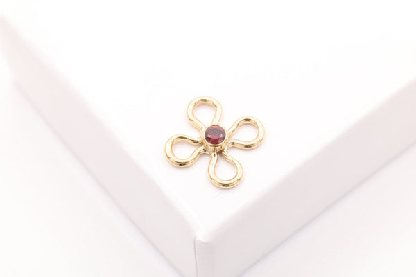 Flower Link, Red Garnet CZ Gold-Filled Wholesale Drop Charm, January Birthstone, Connector Charm - HarperCrown