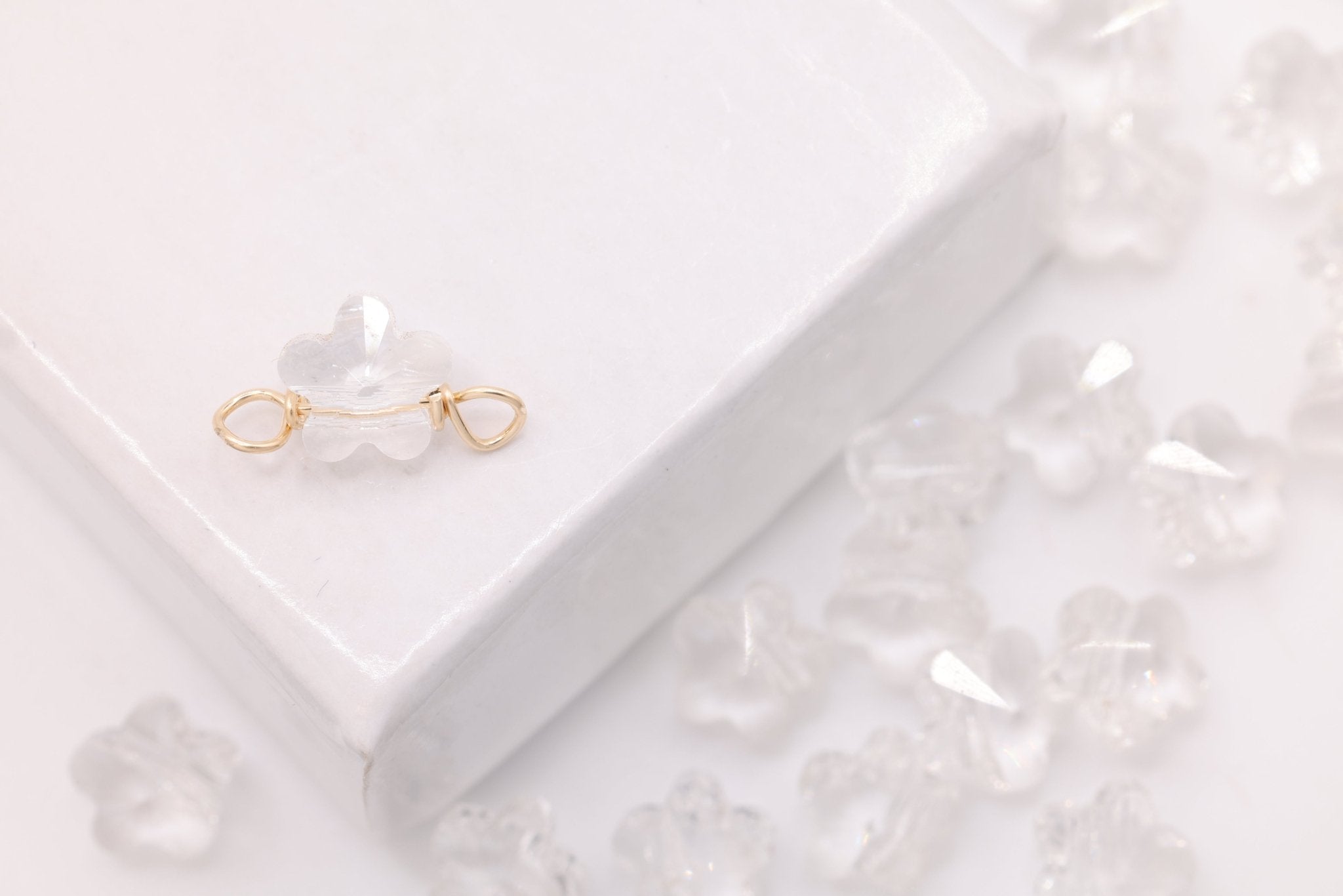 Flower Swarovski Crystal Connector Charm, Wholesale, 14/20 Gold - Filled, 7mm, Jewelry Making Charm - HarperCrown