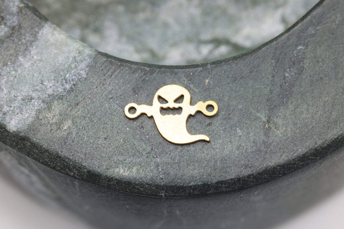 Ghost Connector Charm, 14/20 Gold-Filled, 10mm x 7mm, Wholesale, Spooky Halloween Ghost, Jewelry Making Charm - HarperCrown
