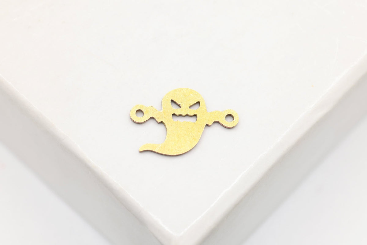 Ghost Connector Charm, 14/20 Gold-Filled, 10mm x 7mm, Wholesale, Spooky Halloween Ghost, Jewelry Making Charm - HarperCrown