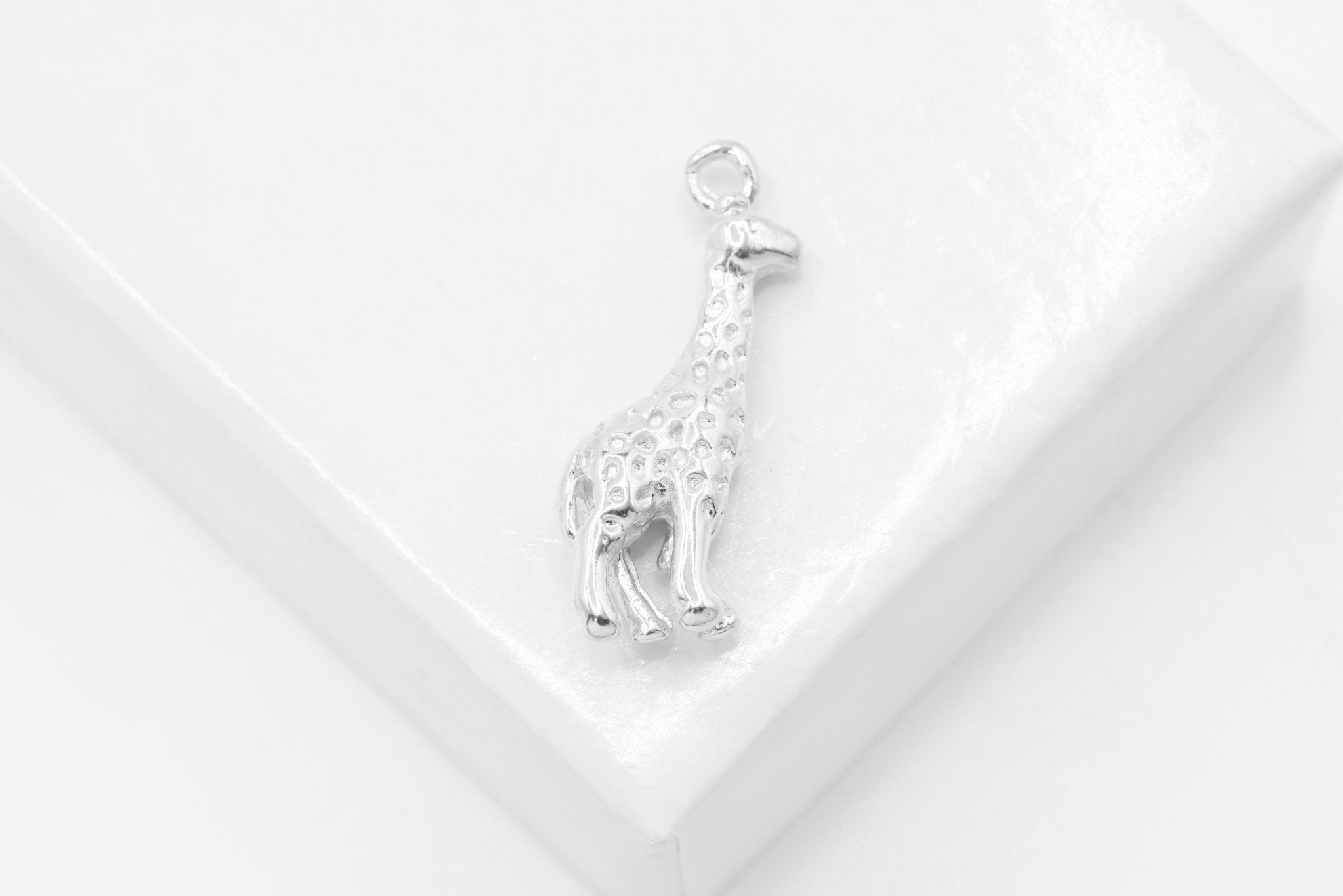 Giraffe Charm, Wholesale, 925 Sterling Silver, 17mm x 7mm, Africa Safari Animal - HarperCrown