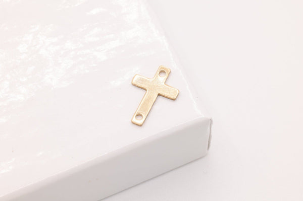 Gold-Filled Cross Connector Charm, 12mm x 8mm, Spacer Link Charm, Sideways Horizontal Cross - HarperCrown