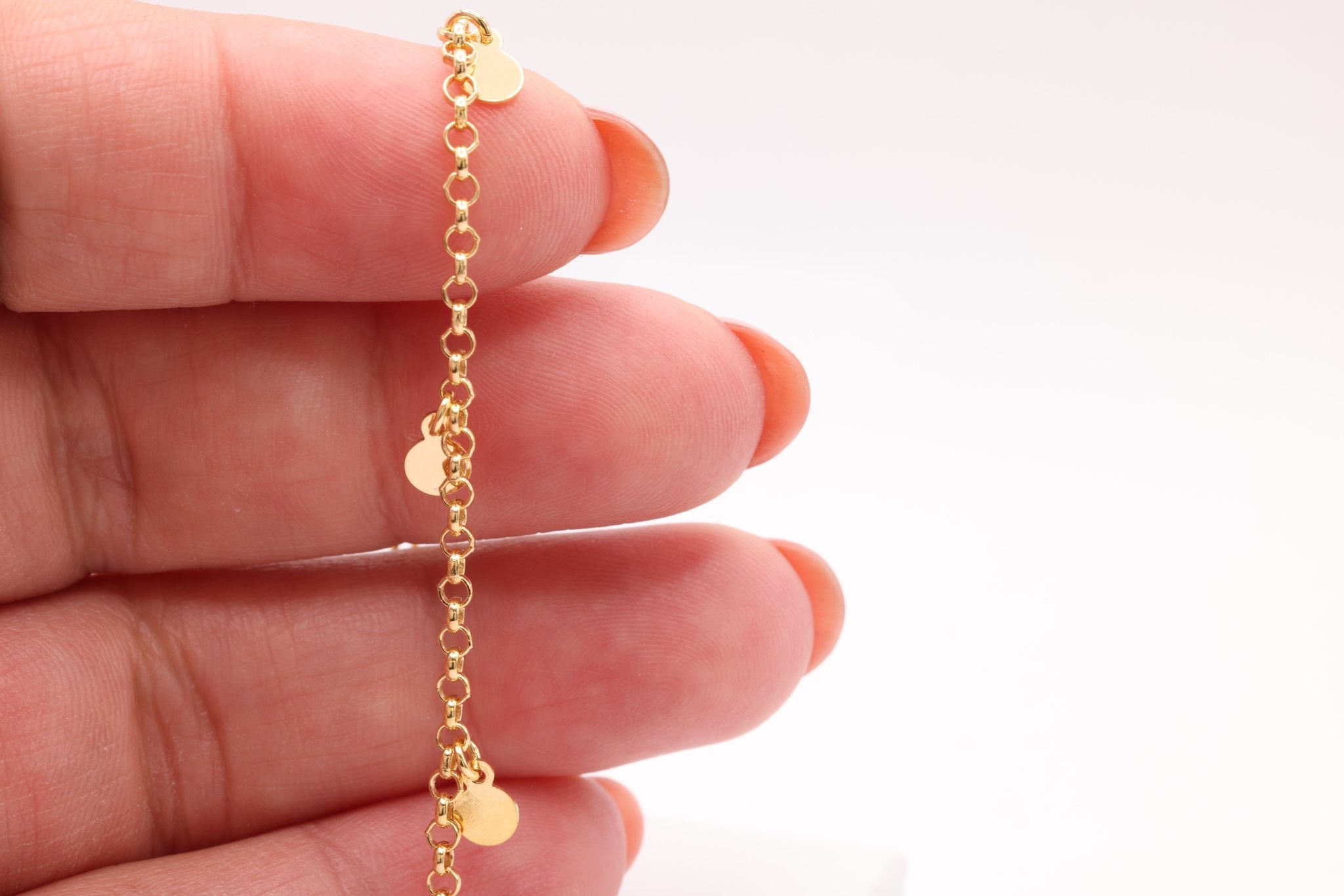 Hanging Disc Satellite Chain, Gold - Filled, 5mm x 3mm, Bulk DIY Spool Pay Per Foot Jewelry Making Chain - HarperCrown