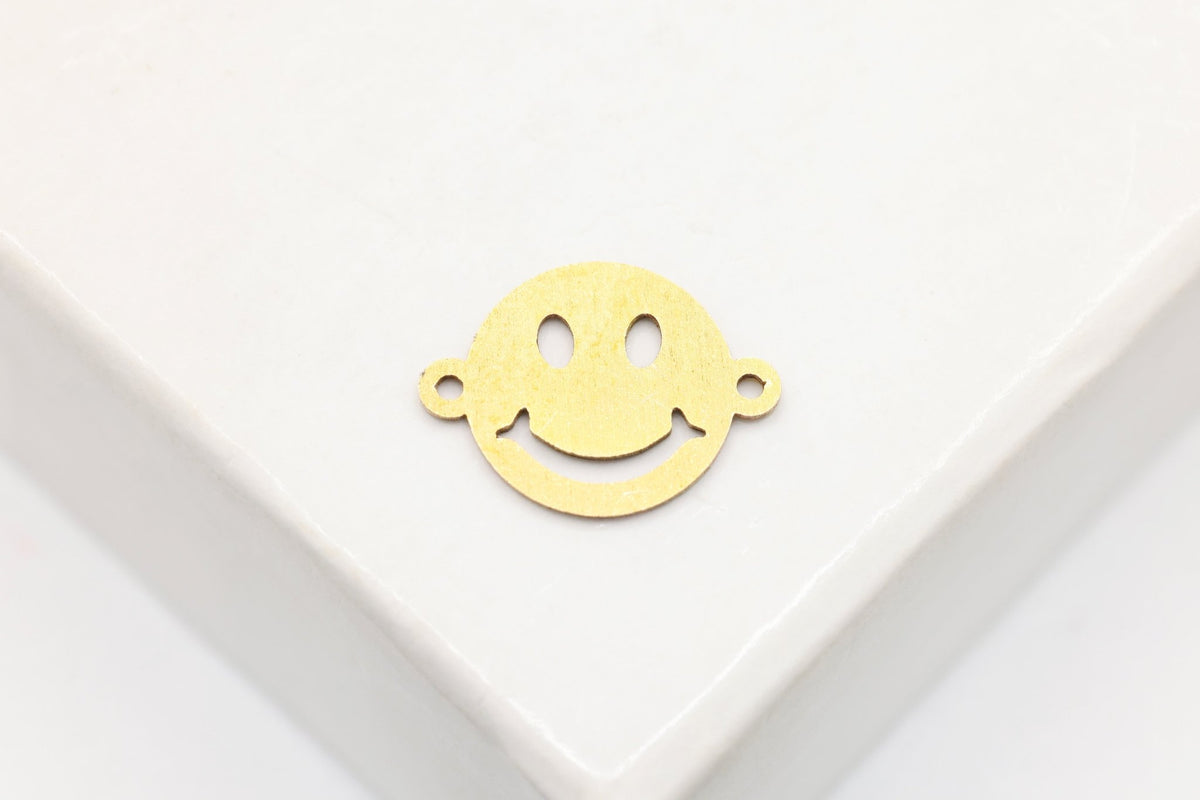Happy Smiley Face Connector Charm, 14/20 Gold-Filled, 10mm x 7mm, Wholesale, Jewelry Making Charm - HarperCrown