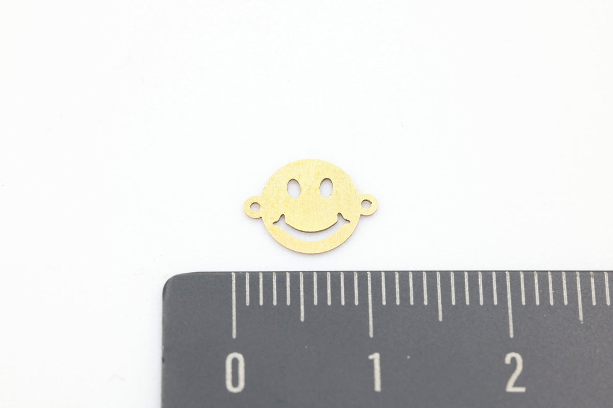 Happy Smiley Face Connector Charm, 14/20 Gold-Filled, 10mm x 7mm, Wholesale, Jewelry Making Charm - HarperCrown