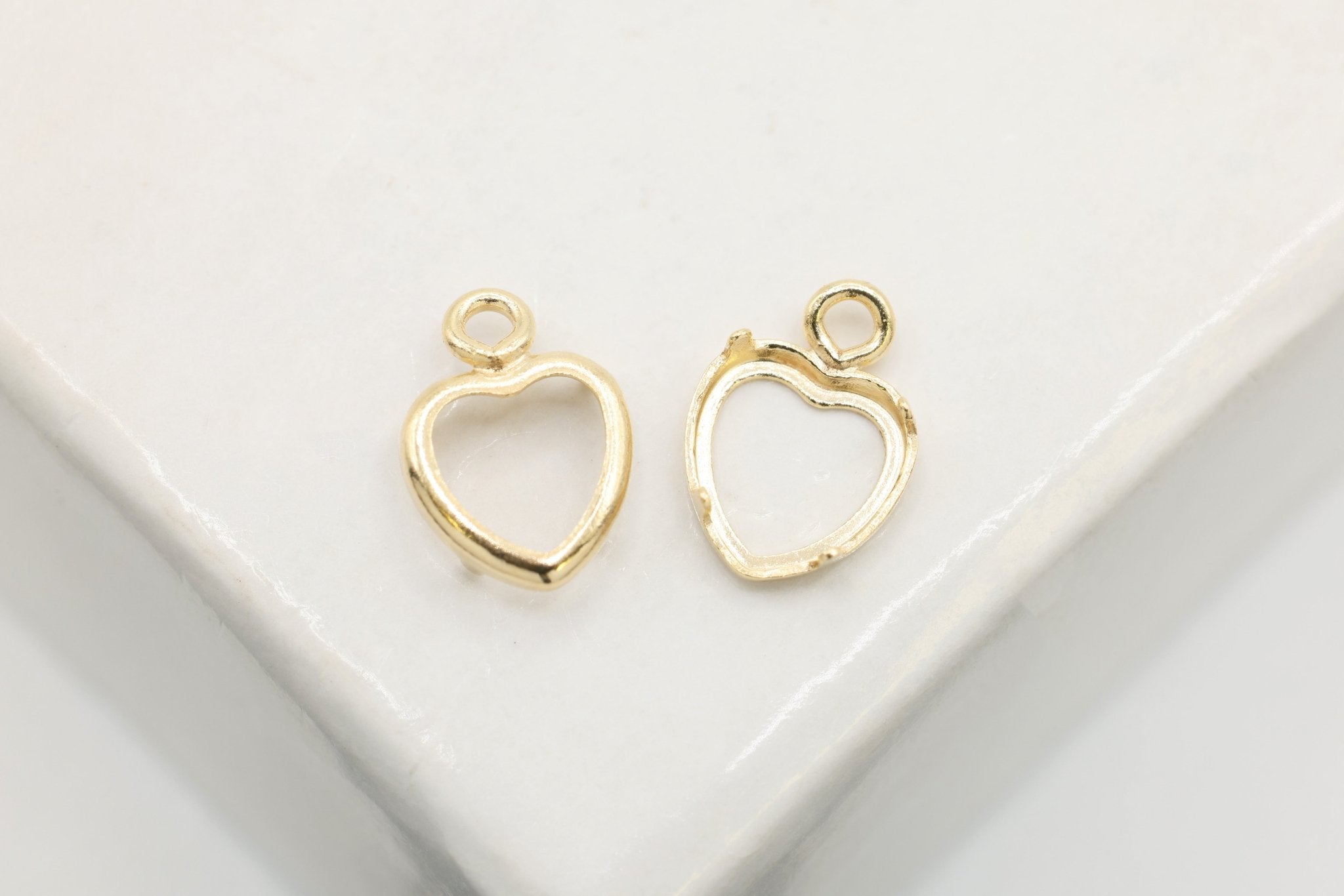 Heart Bezel Self Set Bracket Charm, 14/20 Gold-Filled, 4mm x 4mm, Wholesale, Jewelry Making Charm - HarperCrown