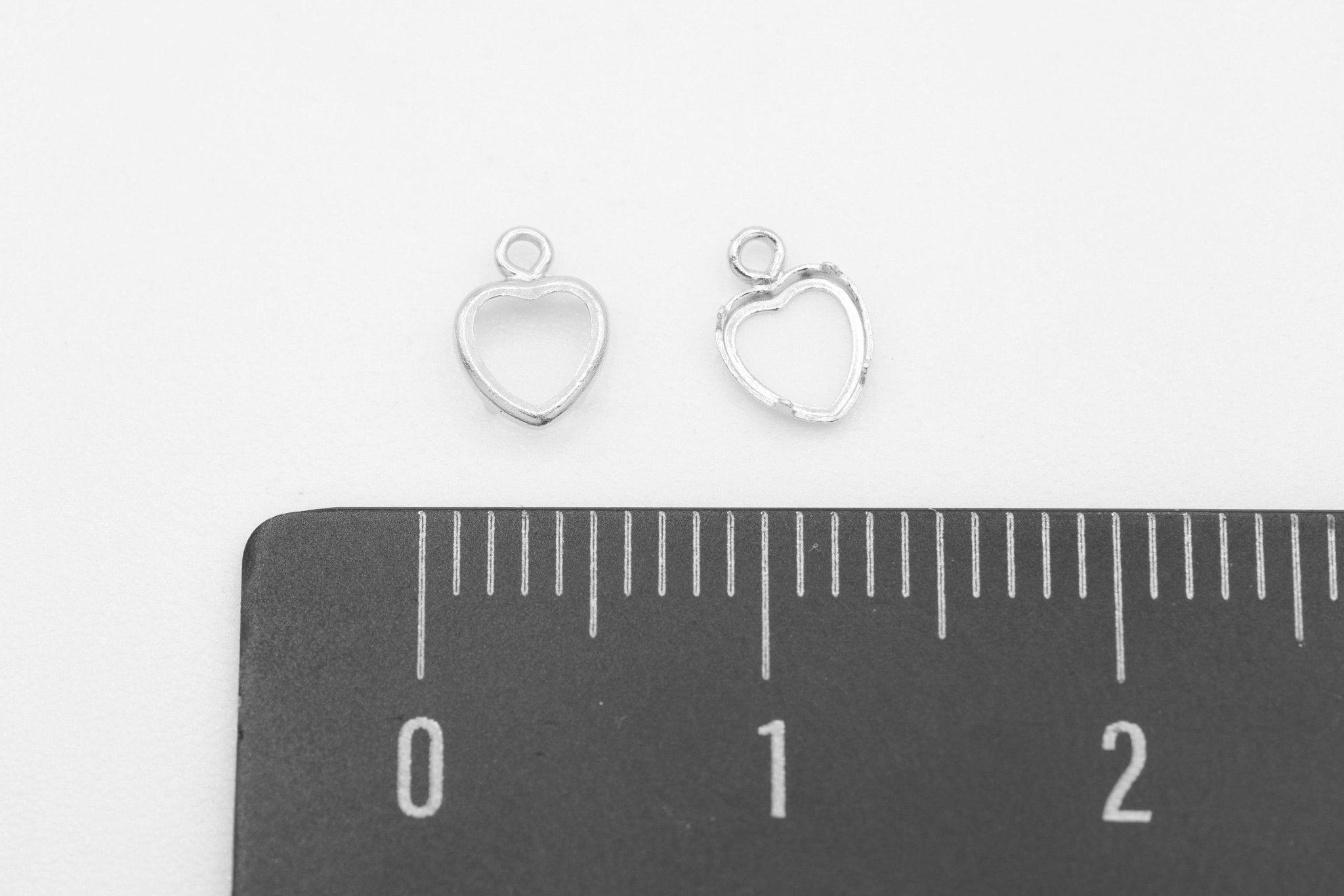 Heart Bezel Self Set Bracket Charm, 925 Sterling Silver, 4mm x 4mm, Wholesale, Jewelry Making Charm - HarperCrown