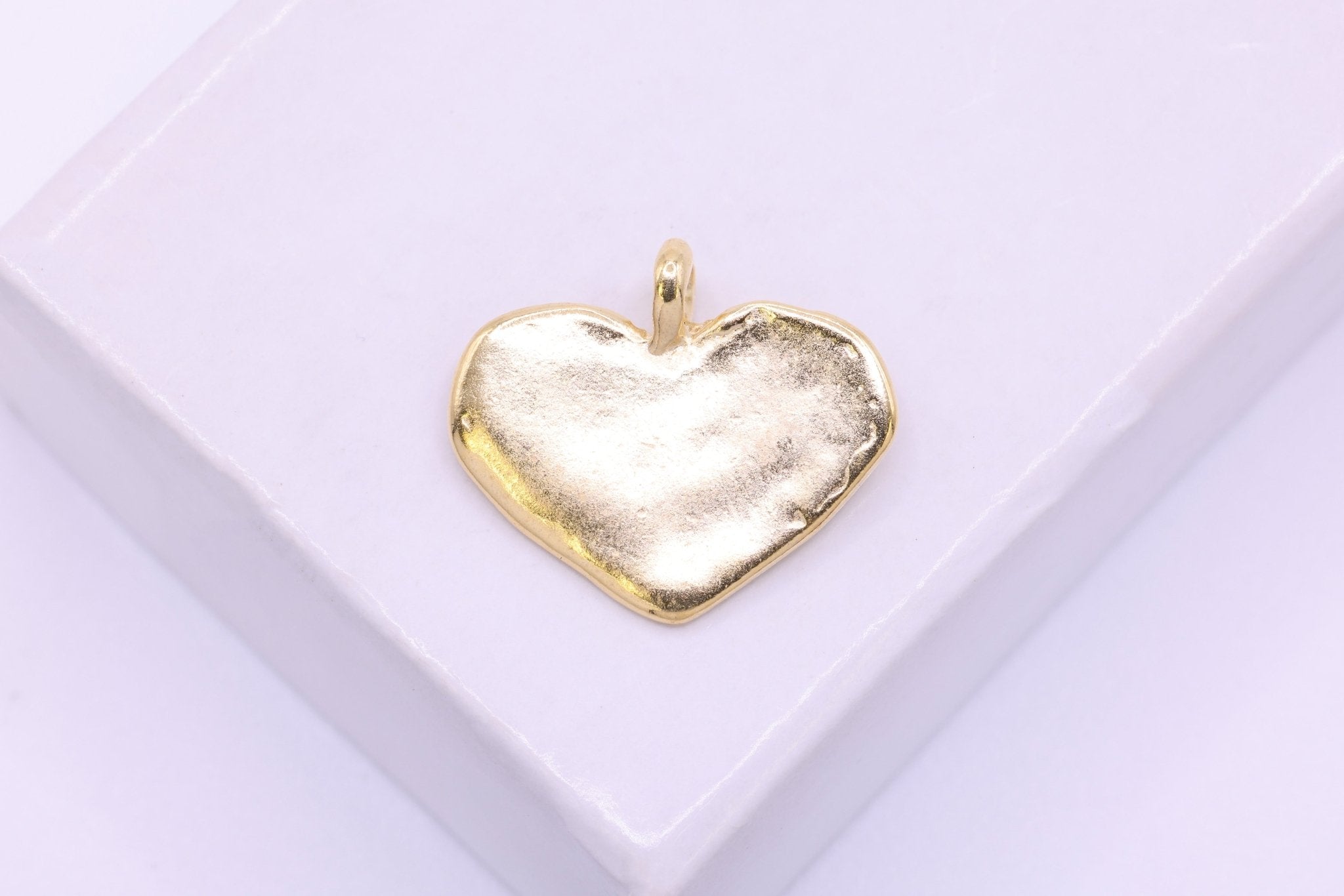 Heart Blank Stamping Charm, 14K Gold, 15mm x 13mm - HarperCrown