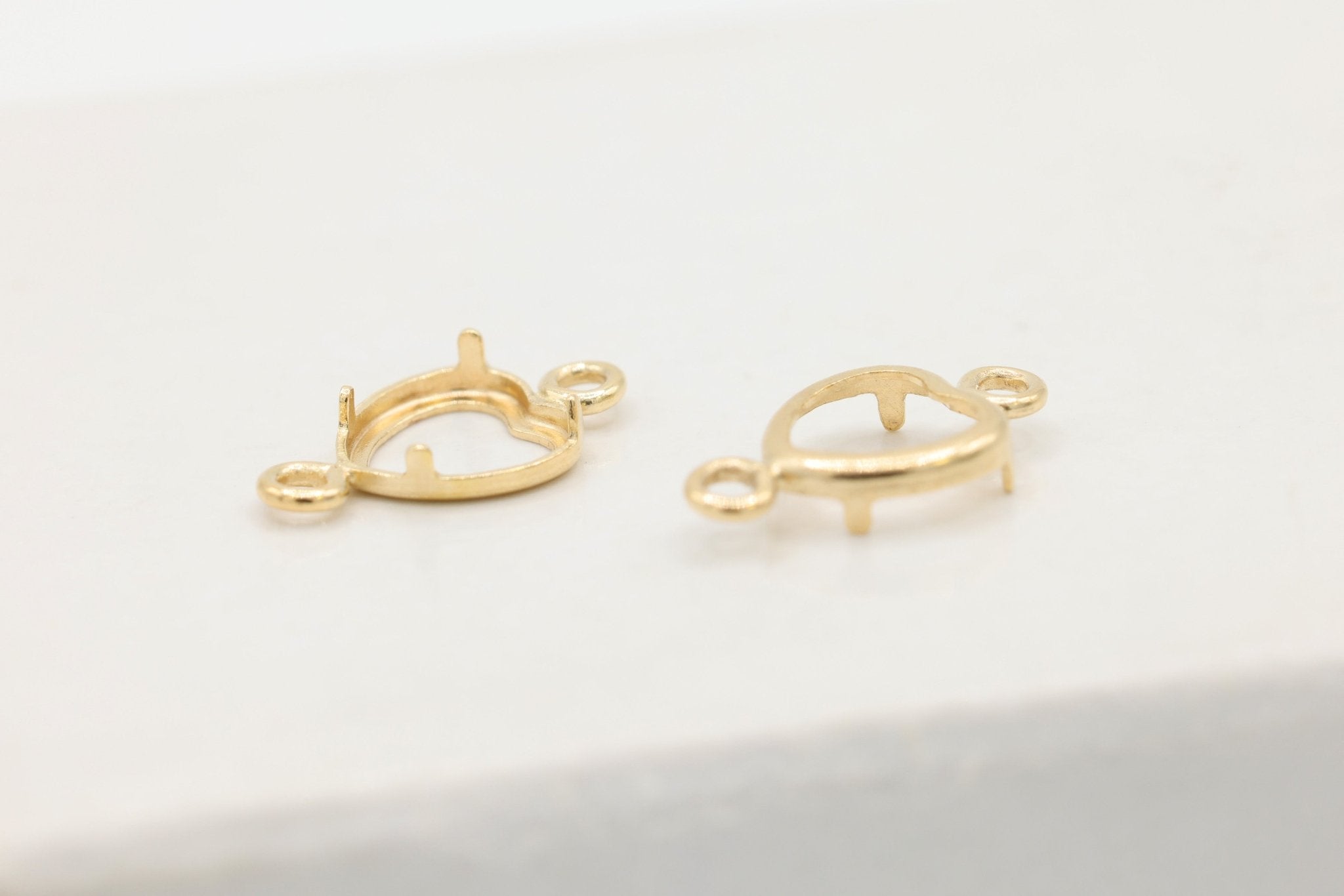 Heart Connector Bezel Self Set Bracket Charm, 14/20 Gold-Filled, 4mm x 4mm, Wholesale, Jewelry Making Charm - HarperCrown