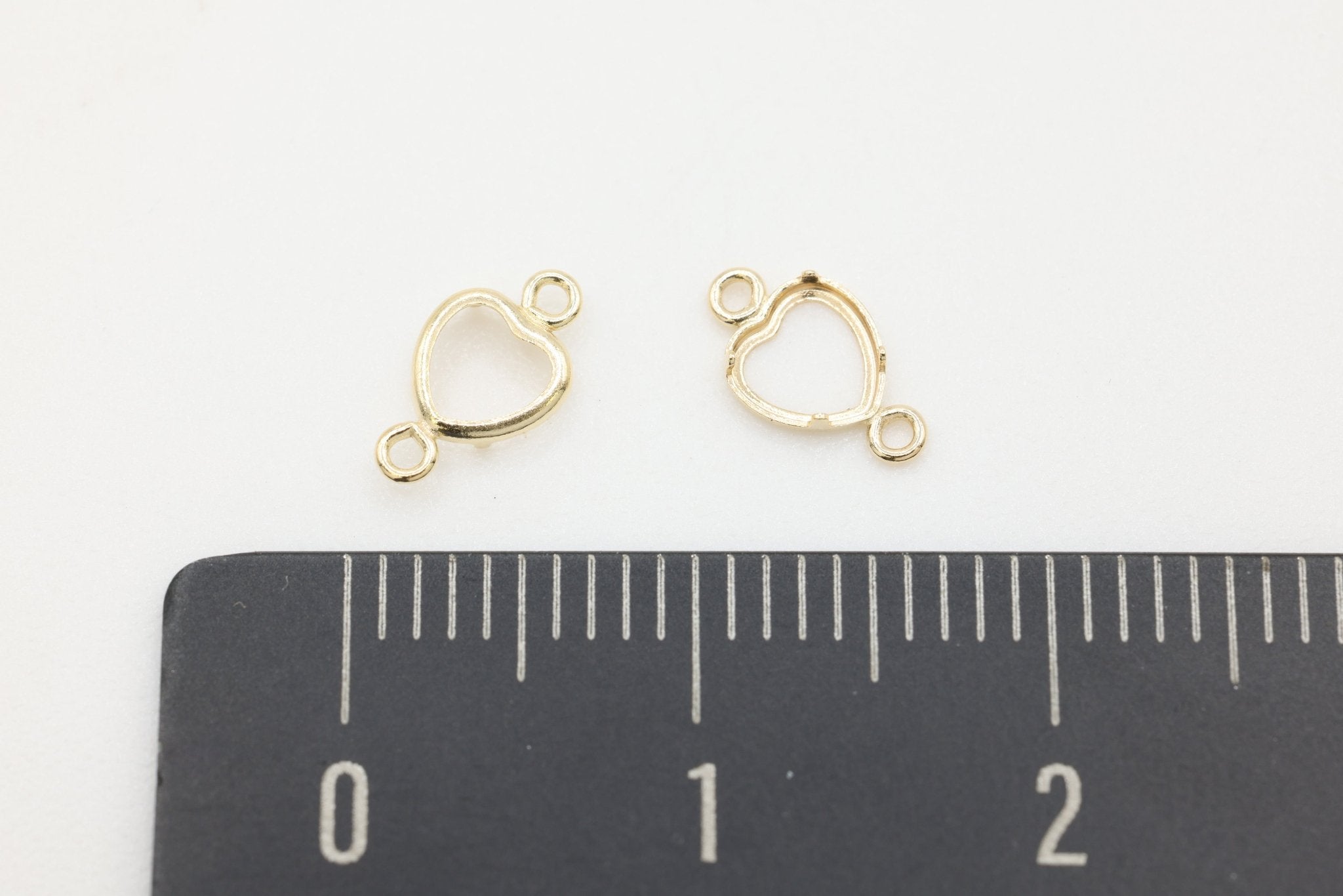 Heart Connector Bezel Self Set Bracket Charm, 14/20 Gold-Filled, 4mm x 4mm, Wholesale, Jewelry Making Charm - HarperCrown