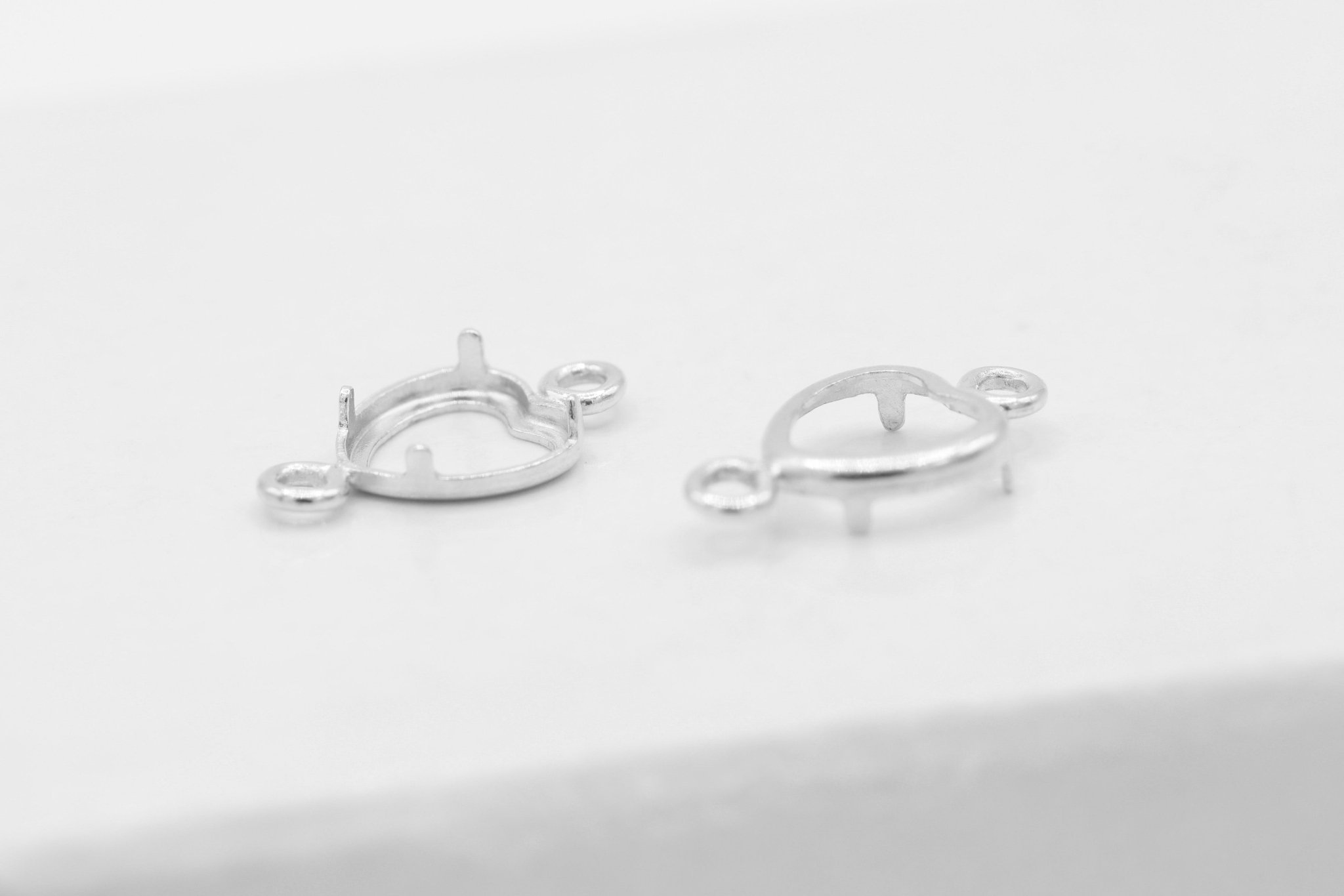Heart Connector Bezel Self Set Bracket Charm, 925 Sterling Silver, 4mm x 4mm, Wholesale, Jewelry Making Charm - HarperCrown