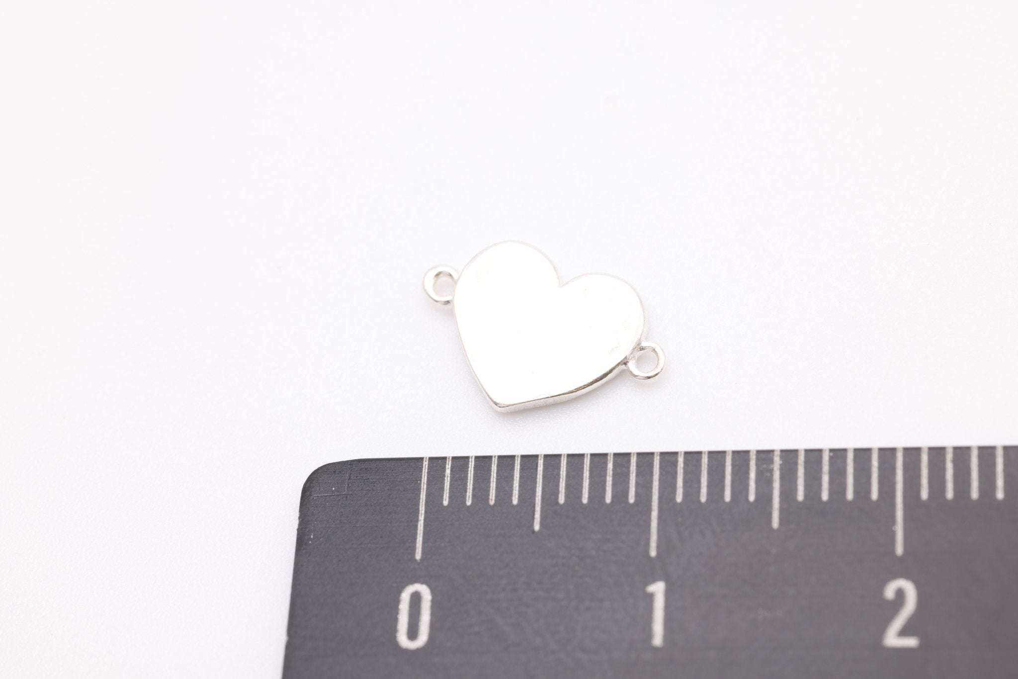 Heart Connector Charm, 925 Sterling Silver, 11mm x 7mm, Stamping Charm, Bulk Wholesale Jewelry Making Charm - HarperCrown