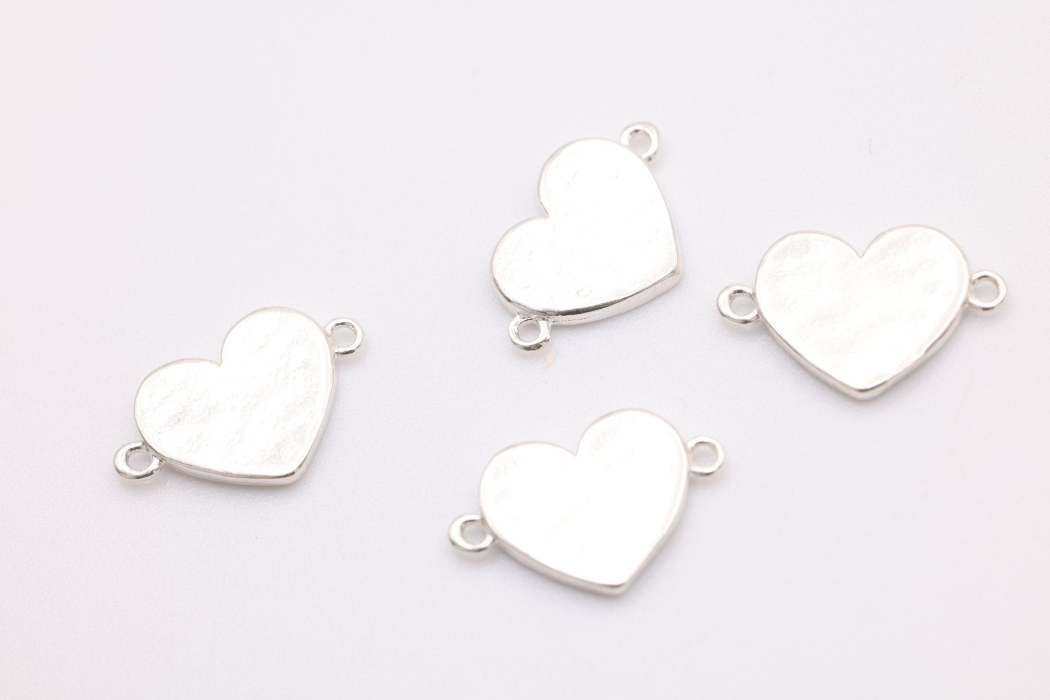 Heart Connector Charm, 925 Sterling Silver, 11mm x 7mm, Stamping Charm, Bulk Wholesale Jewelry Making Charm - HarperCrown