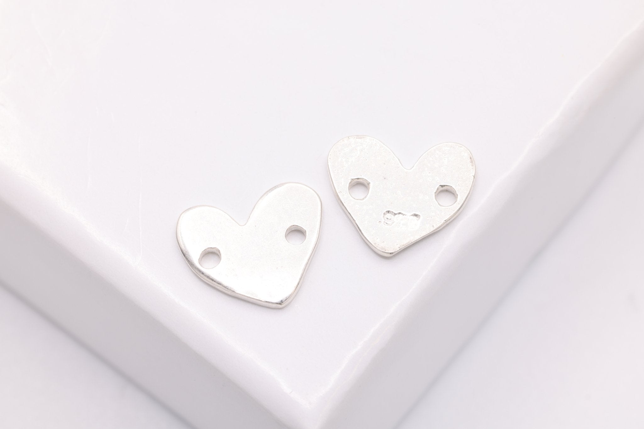 Heart Connector Charm, 925 Sterling Silver, 8mm x 7mm, Bulk DIY Wholesale Jewelry Making Charm - HarperCrown
