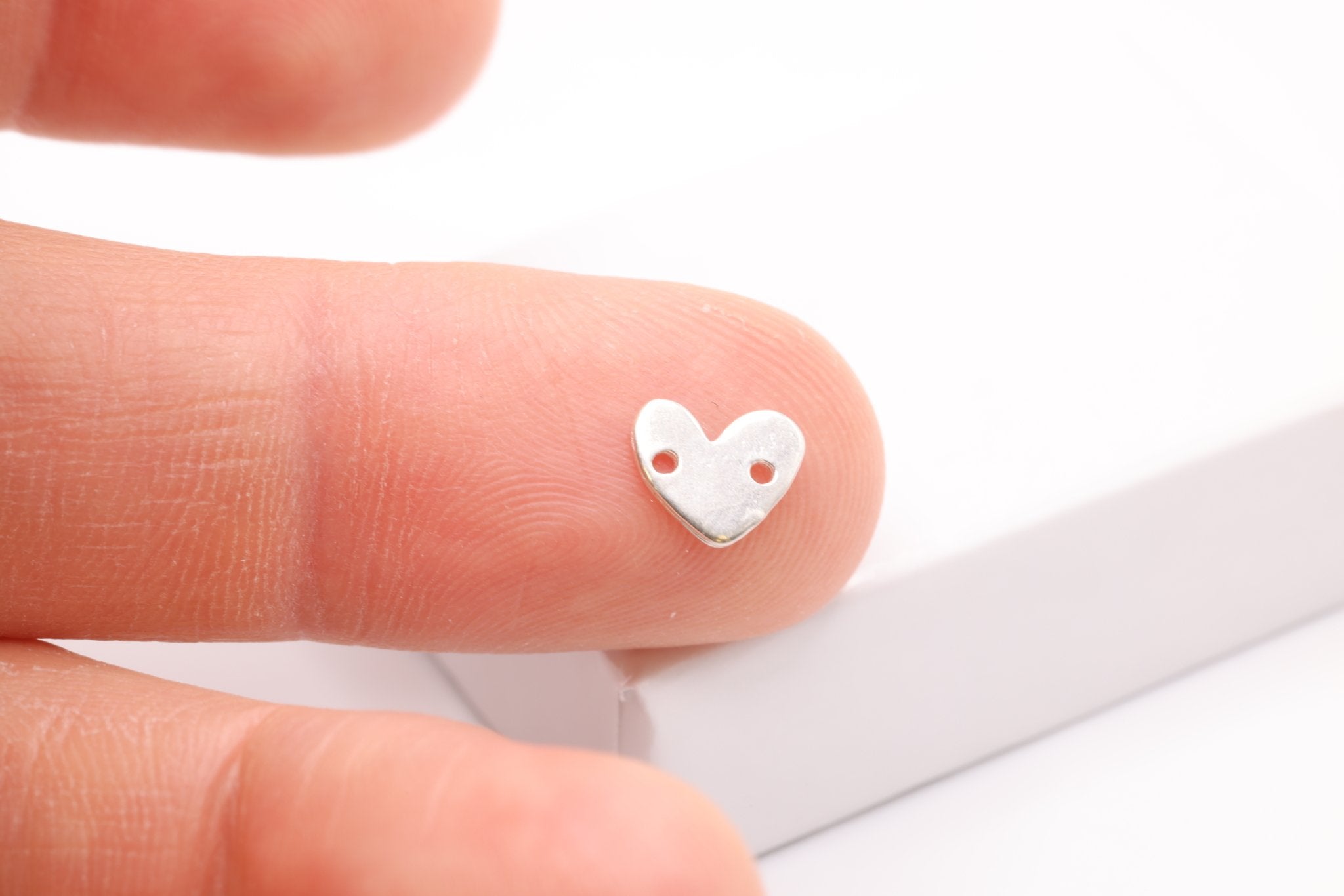 Heart Connector Charm, 925 Sterling Silver, 8mm x 7mm, Bulk DIY Wholesale Jewelry Making Charm - HarperCrown