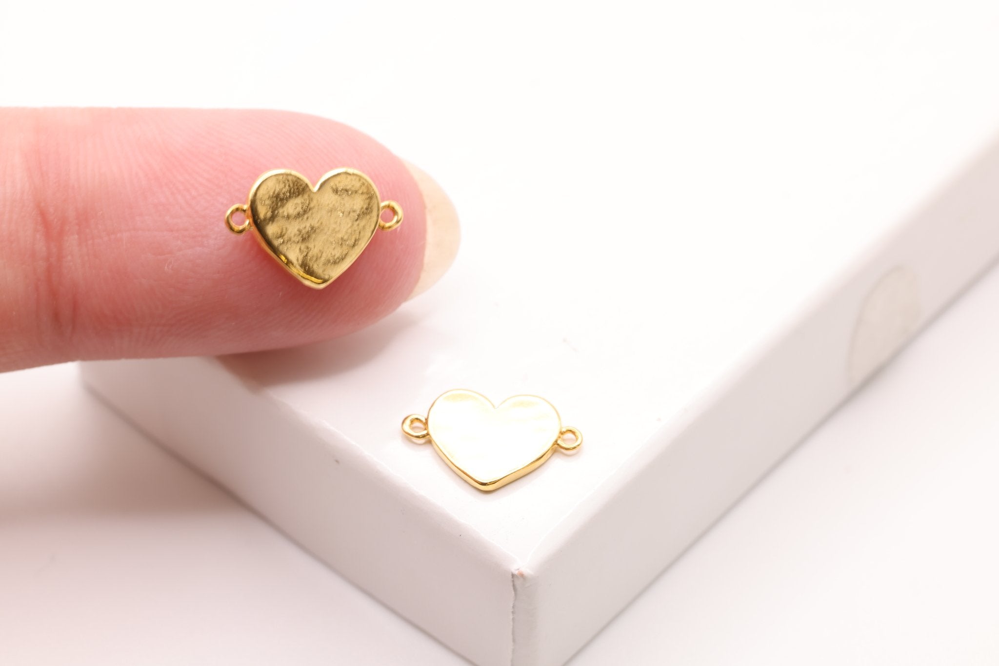 Heart Connector Charm, Gold - Plated, 11mm x 7mm, Bulk Wholesale Jewelry Making Charm - HarperCrown