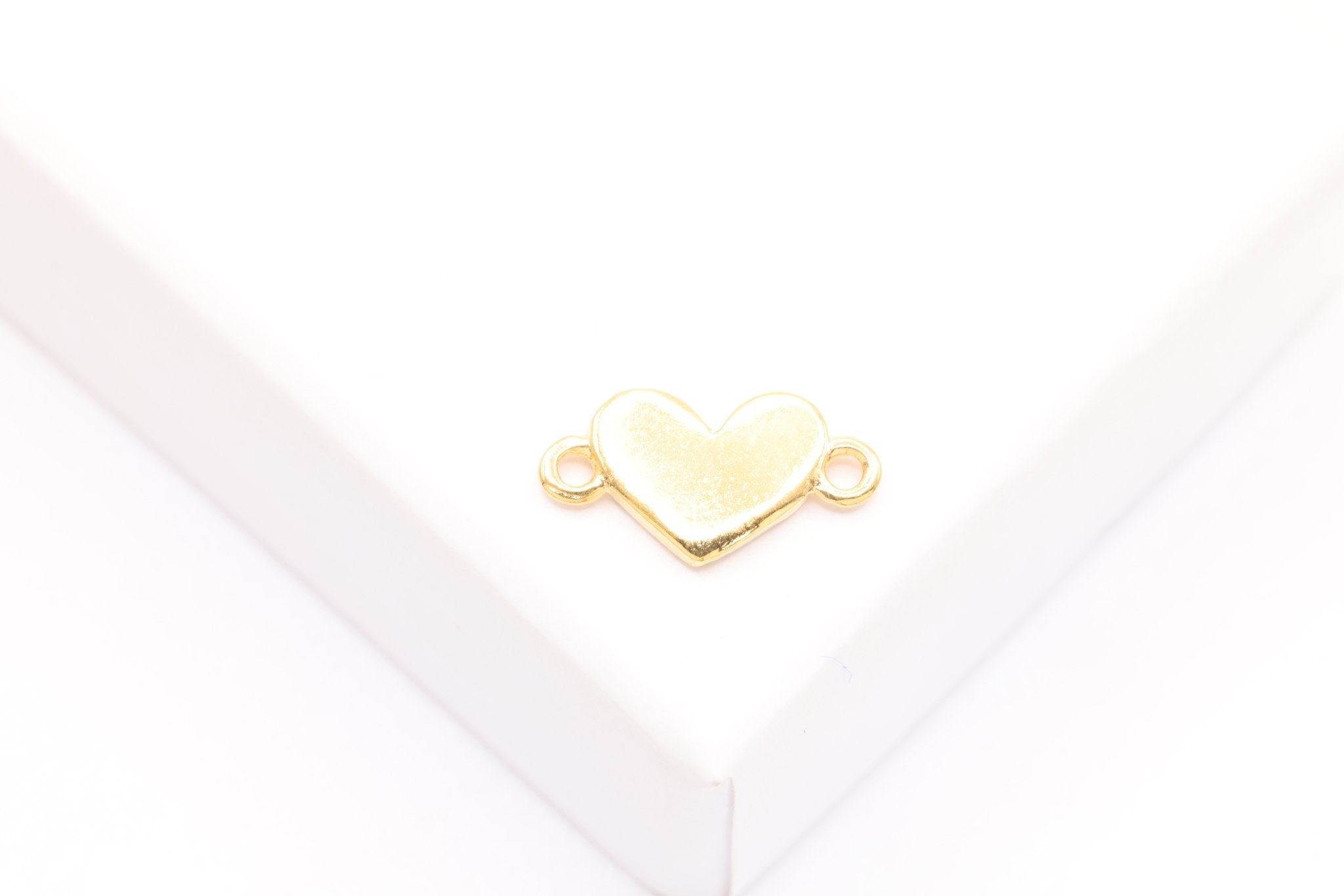Heart Connector Charm, Gold Plated over Sterling Silver, 10mm x 5mm, Wholesale Bulk DIY Wholesale Jewelry Making Charm - HarperCrown
