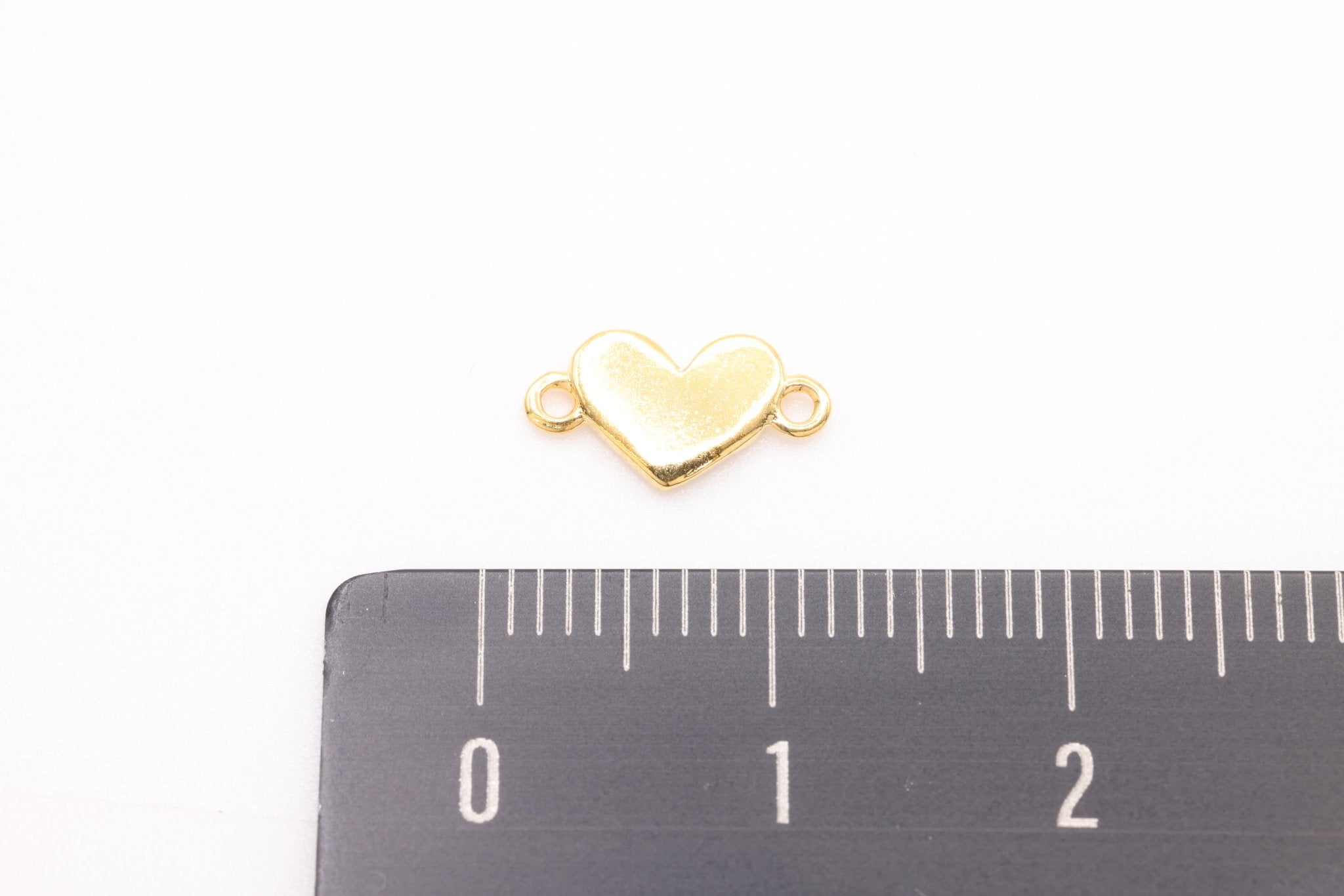 Heart Connector Charm, Gold Plated over Sterling Silver, 10mm x 5mm, Wholesale Bulk DIY Wholesale Jewelry Making Charm - HarperCrown