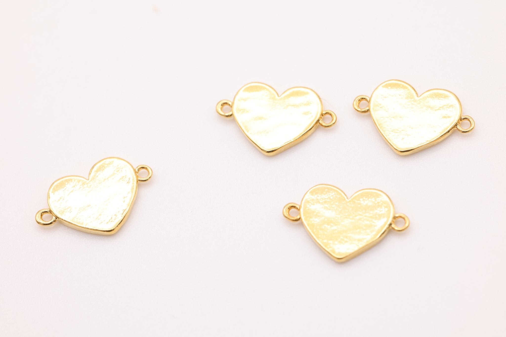 Heart Connector Charm, Solid 14K Gold, 11mm x 7mm, Bulk DIY Wholesale Jewelry Making Charm - HarperCrown