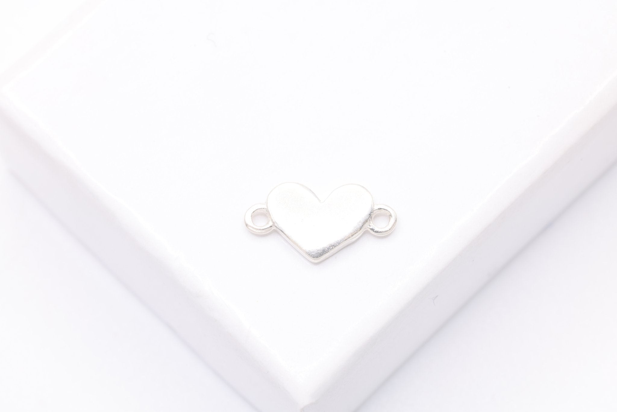 Heart Connector Charm, Sterling Silver, 10mm x 5mm, Bulk DIY Wholesale Jewelry Making Charm - HarperCrown