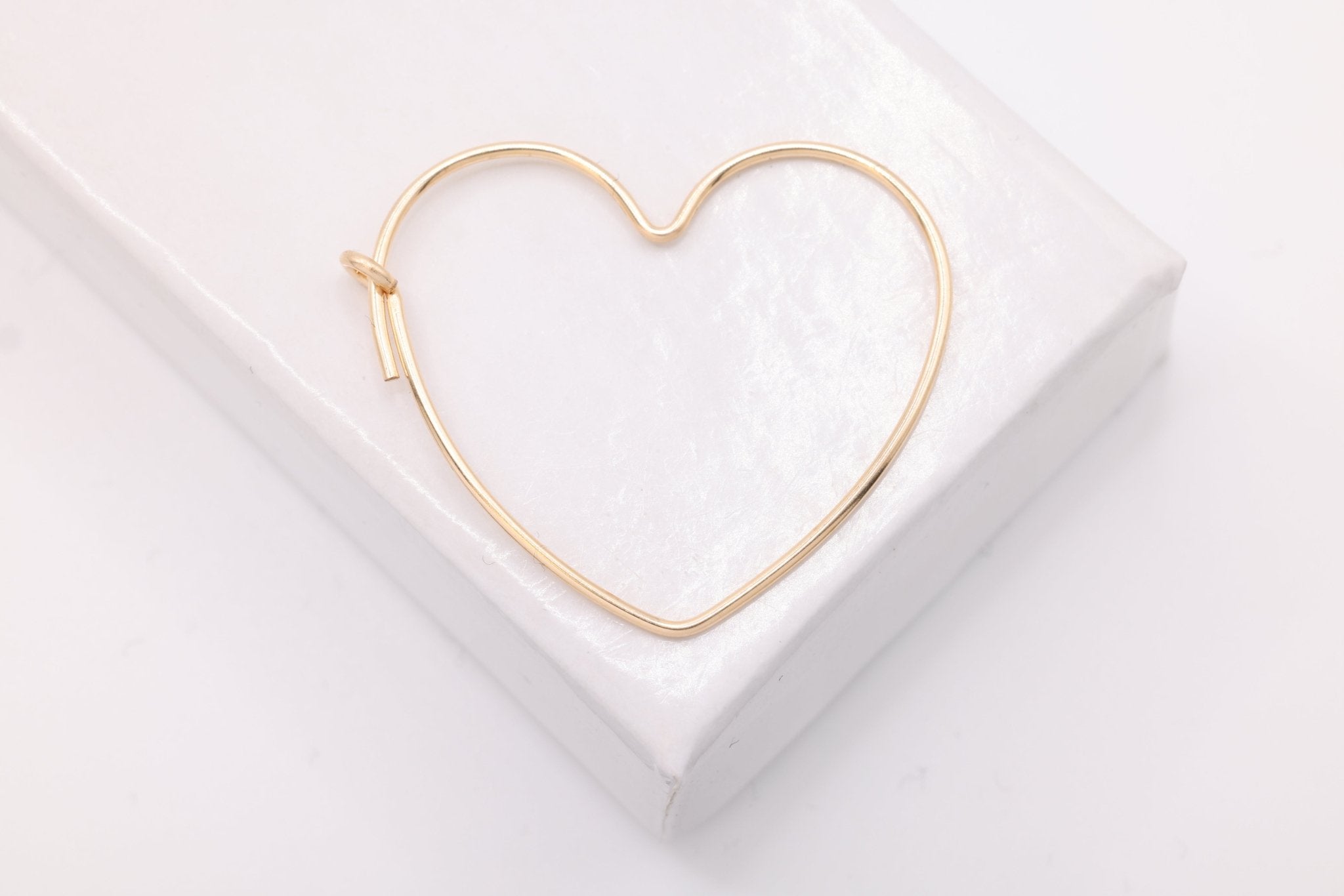 Heart Wire Hoop Earrings, 14/20 Gold - Filled or 925 Sterling Silver, Open Heart Wire Love Heart Shaped Ear Wires - HarperCrown