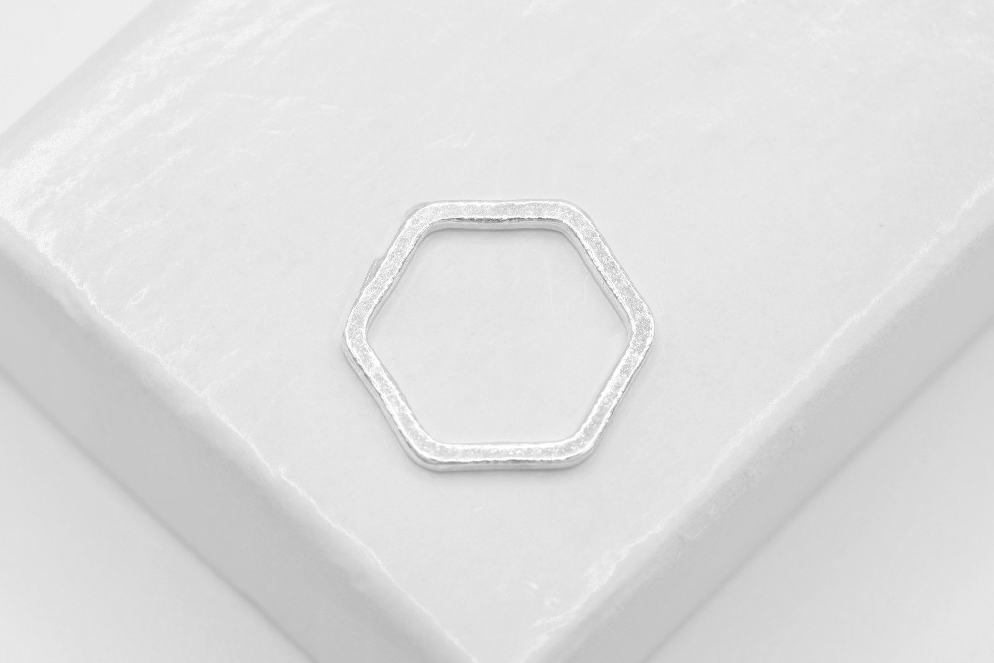Hexagon Frame Connector, Wholesale, 13mm, 925 Sterling Silver, Honeycomb Charm - HarperCrown
