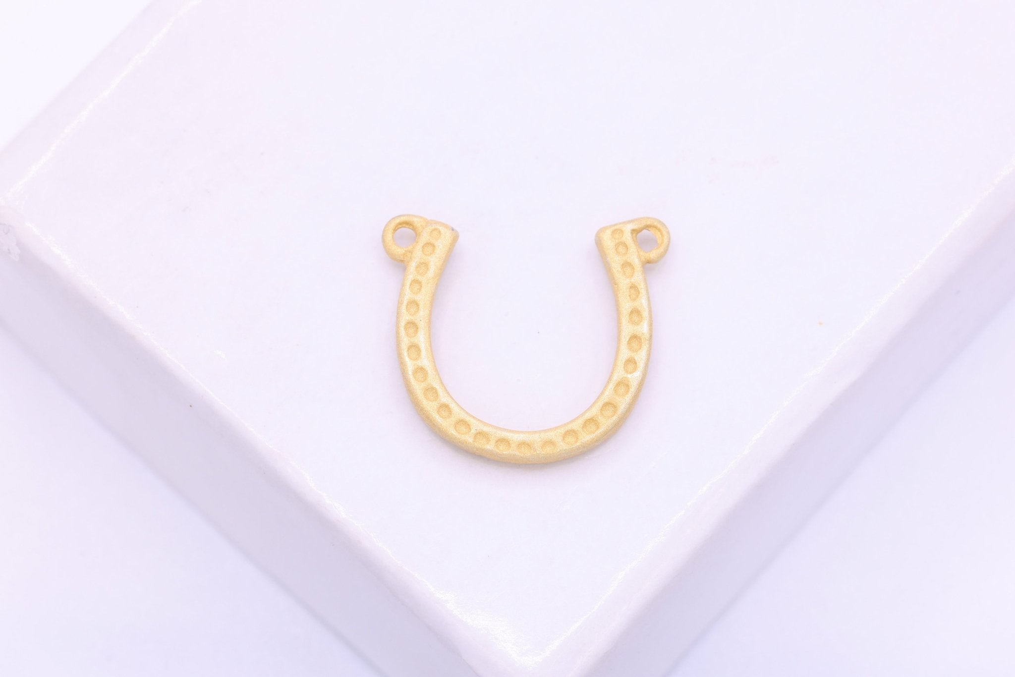 Horseshoe Connector Charm, 925 Sterling Silver Matte Yellow 18K Gold - Plated, 10mm x 10mm, Jewelry Making Charm - HarperCrown