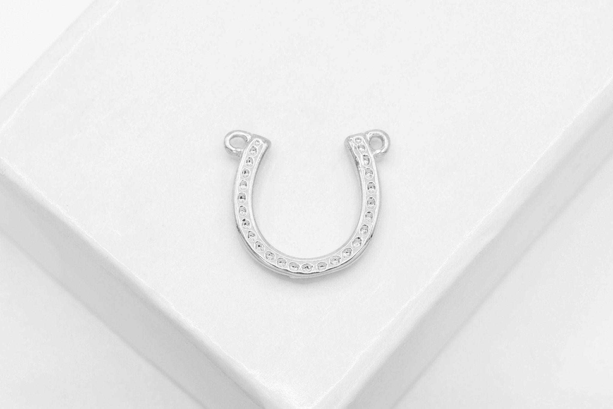 Horseshoe Connector Charm, 925 Sterling Silver Matte Yellow 18K Gold - Plated, 10mm x 10mm, Jewelry Making Charm - HarperCrown
