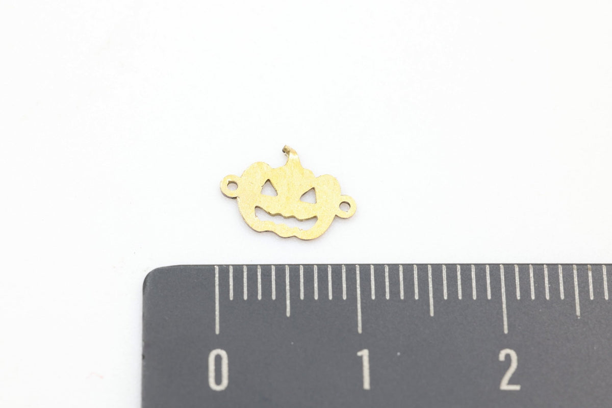 Jack-O'-Lantern Pumpkin Connector Charm, 14/20 Gold-Filled, 10mm x 7mm, Wholesale, Spooky Halloween Charm, Jewelry Making Charm - HarperCrown