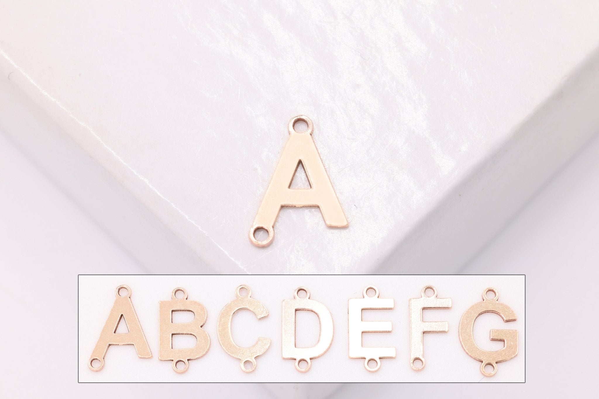 Letter Connector Charm A - Z, Wholesale, 14/20 Gold - Filled, 7mm x 5mm, Alphabet Personalized Permanent Jewelry Charm - HarperCrown