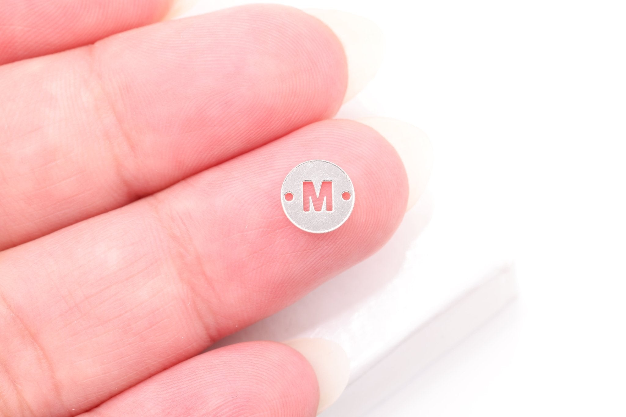 Letter Connector Charm A - Z, Wholesale, 925 Sterling Silver, 7mm, Alphabet Personalized Permanent Jewelry Charm - HarperCrown