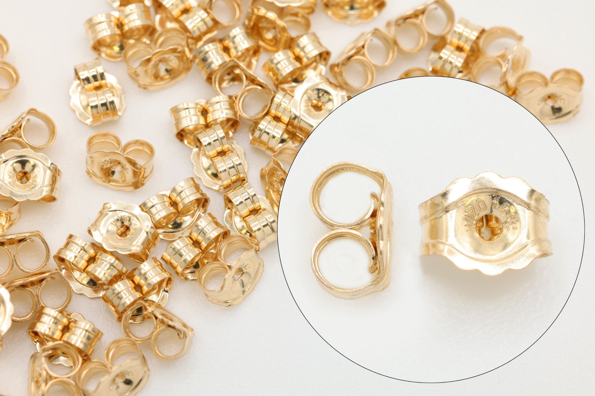 Light Earring Backs, 14/20 Gold - Filled, 4.5mm x 4mm, .75mm Center Hole, Pay Per Piece - HarperCrown