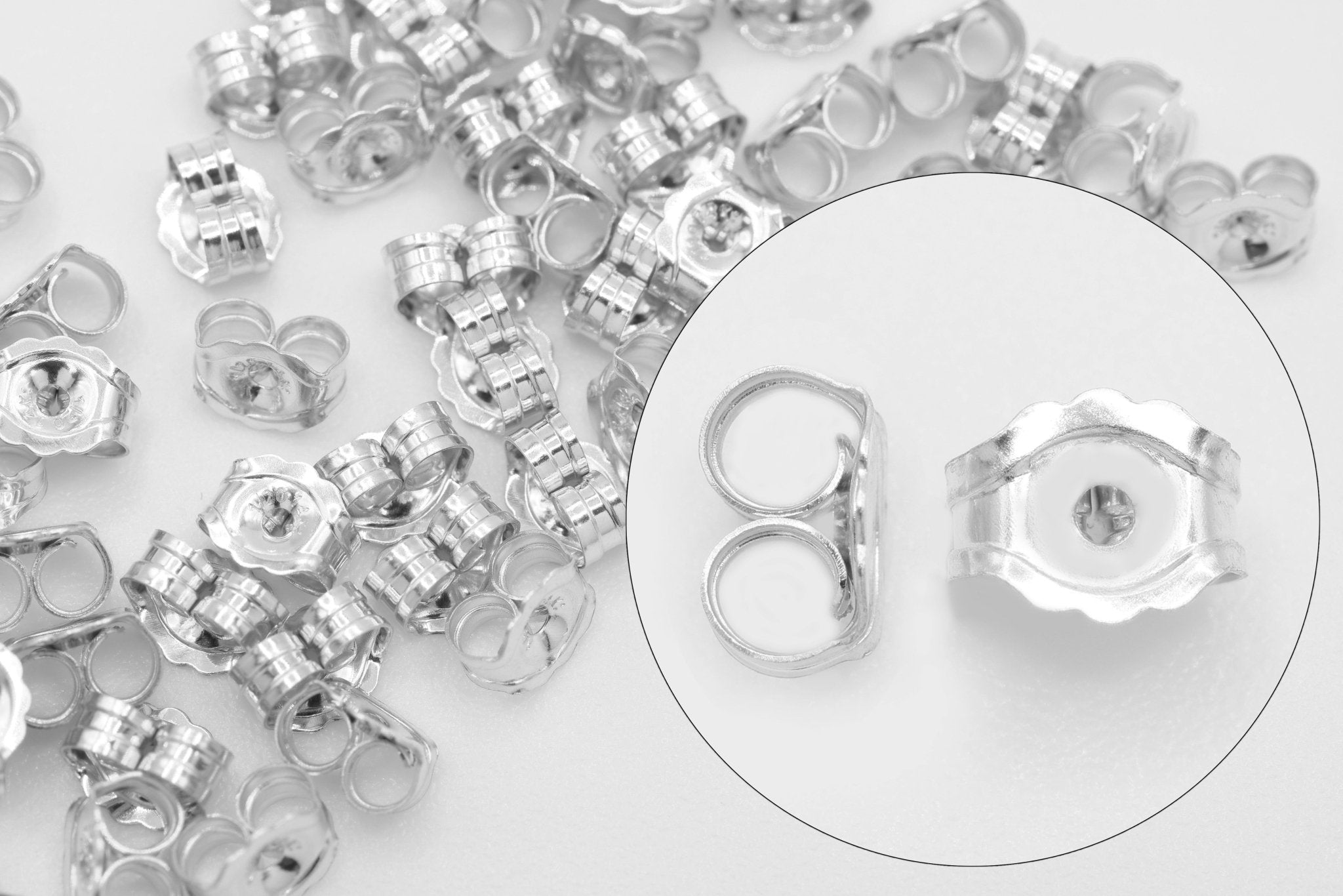 Light Earring Backs, 925 Sterling Silver, 4.5mm x 4mm, .75mm Center Hole, Pay Per Piece - HarperCrown