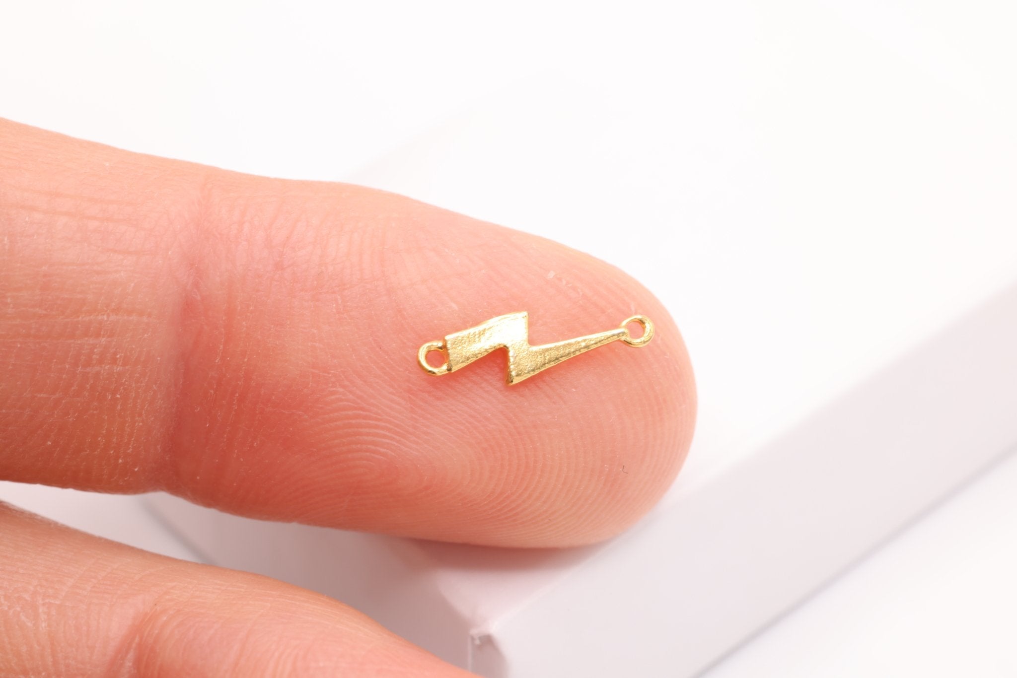 Lightning Bolt Connector Charm, 18K Gold - Plated Sterling Silver, 12mm x 3.5mm, Wholesale Bulk DIY Jewelry Making Charms - HarperCrown