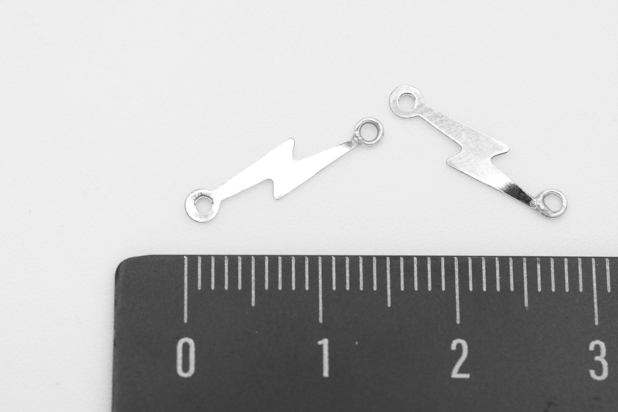 Lightning Bolt Connector Charm, 925 Sterling Silver, 15mm x 4mm, Wholesale, Celestial, Jewelry Making Charm - HarperCrown
