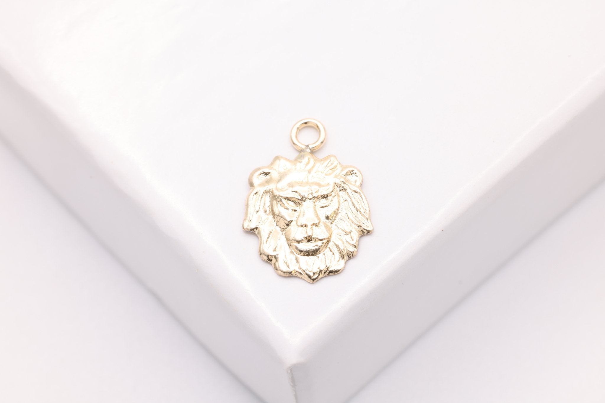Lion Face Charm, Gold - Filled, 10mm x 8mm, King of the Jungle Charm, Bulk DIY Wholesale Jewelry Making Charm - HarperCrown