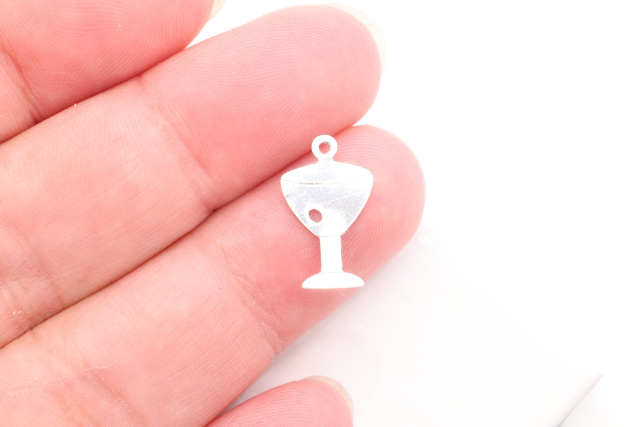 Martini Cocktail Glass Charm, Wholesale, 925 Sterling Silver, 15mm x 10mm, Drink Permanent Jewelry - HarperCrown