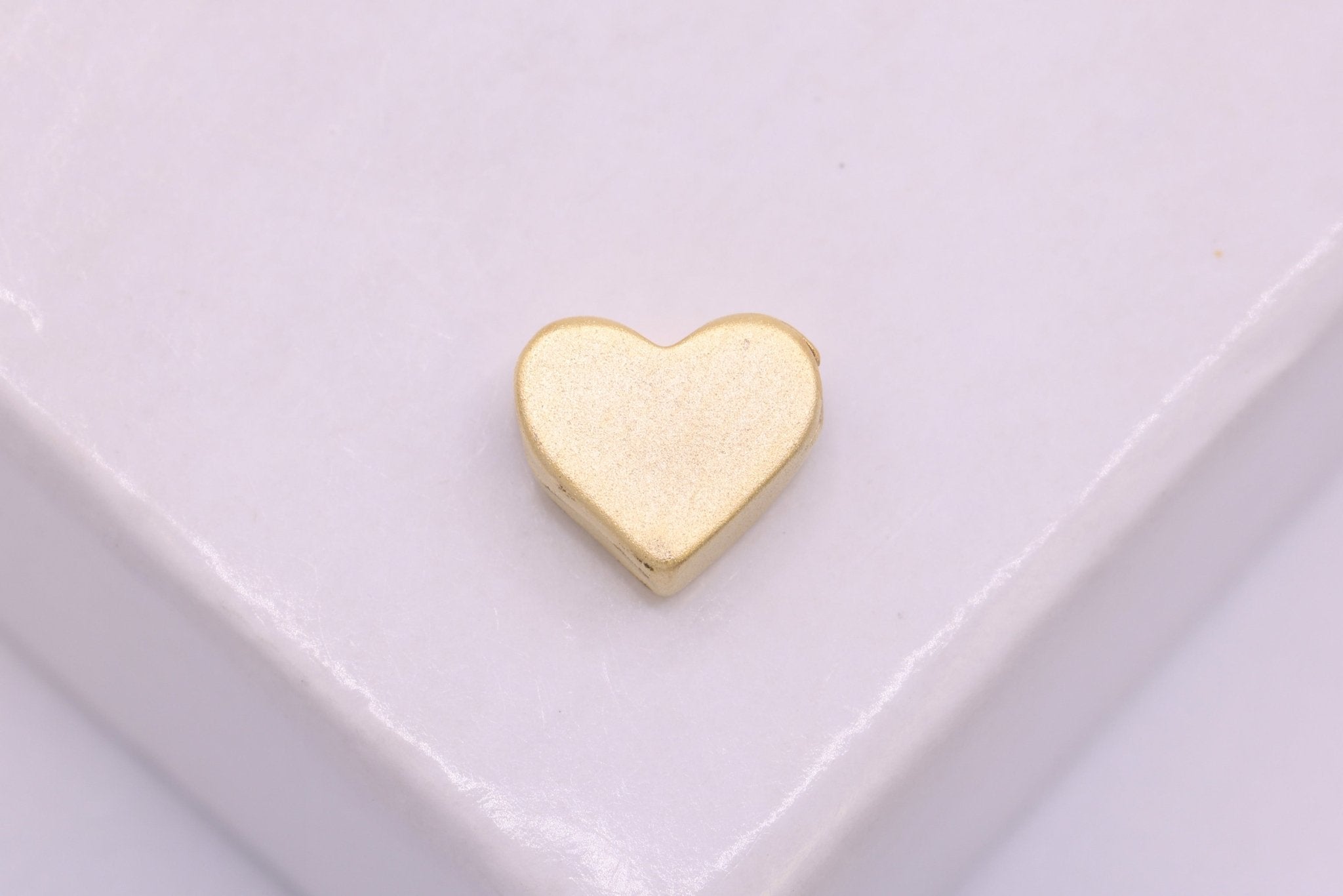 Matte Wholesale Vermeil Gold Heart Beads - 18k gold plated sterling silver, Gold Heart Focal Bead, Gold Heart Blank Charm, Gold Heart Beads, 104 - HarperCrown