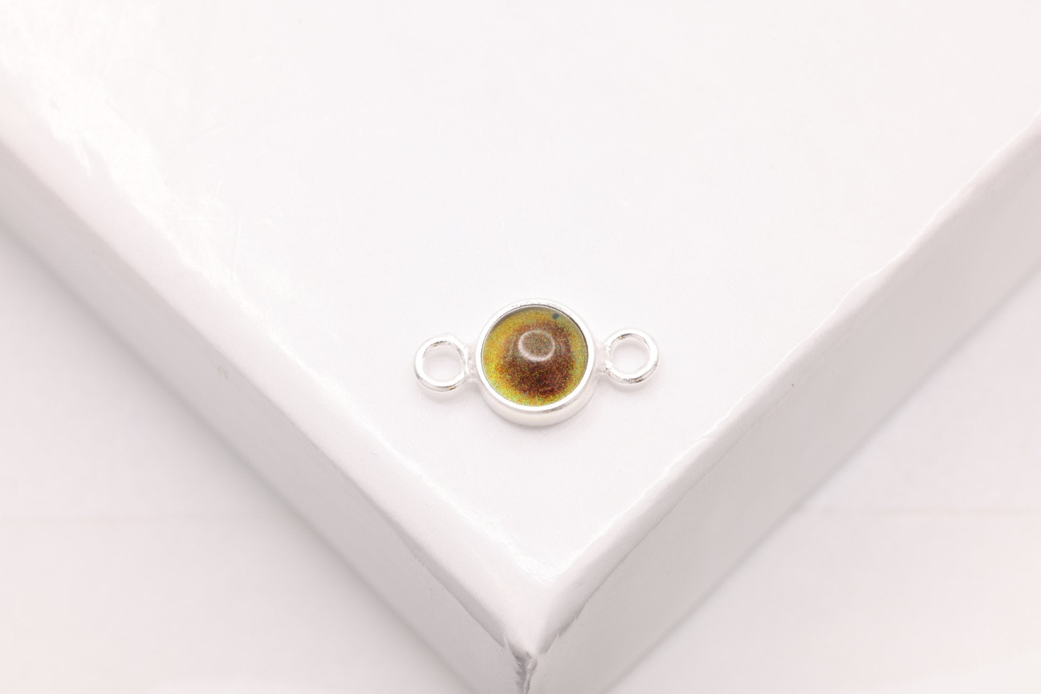 Mood Stone Connector Charm, Sterling Silver, 4mm, Bulk DIY Wholesale Jewelry Making Charm - HarperCrown