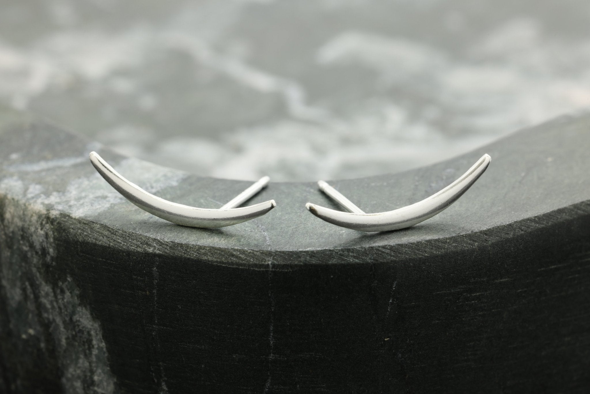 Moon Crawler Earring, 925 Sterling Silver, 16mm x 4mm, Wholesale, Celestial Crescent Moon Dainty Minimalist Jewelry Earrings - HarperCrown