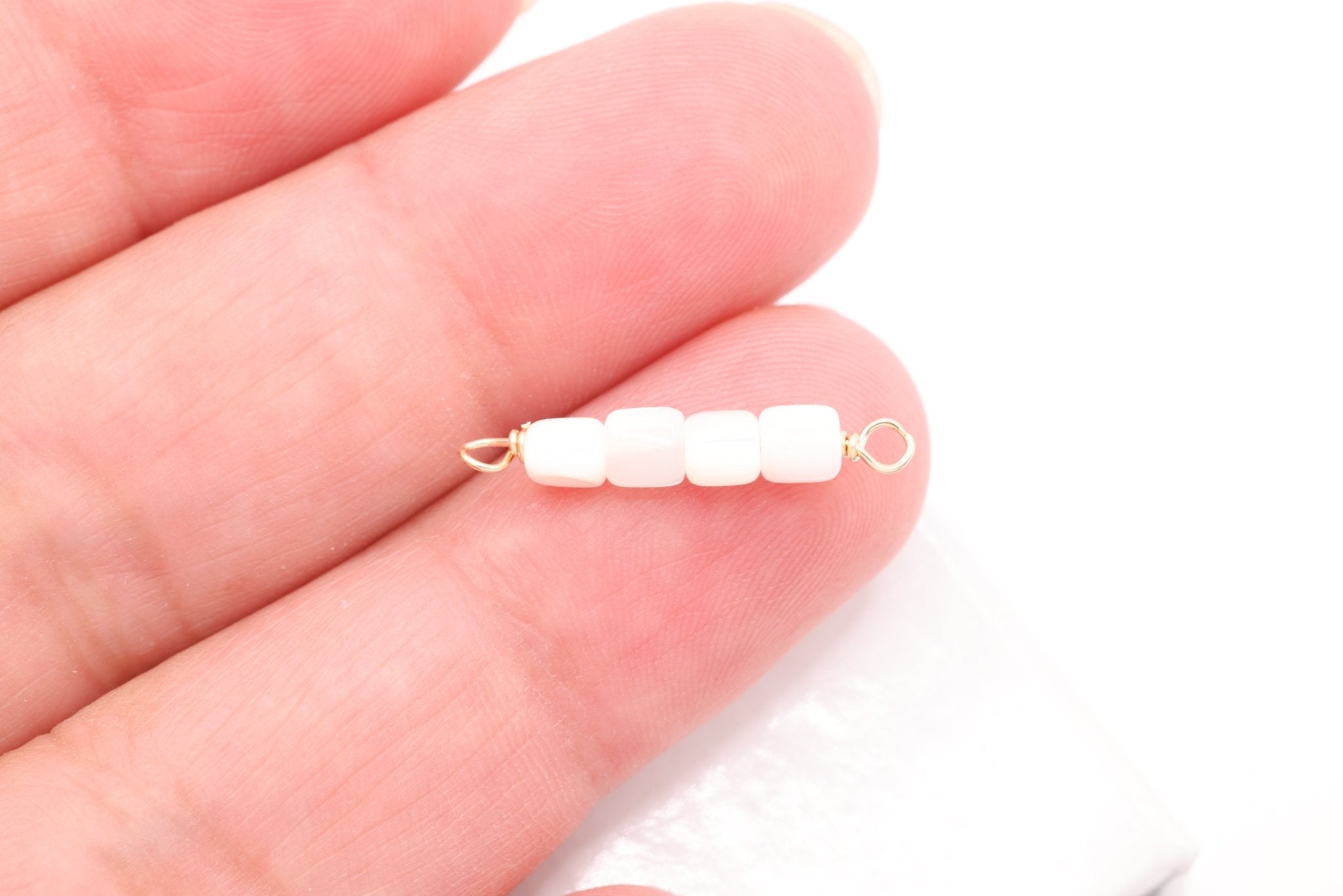 Mother of Pearl Bead Connector Charm, Wholesale, 14/20 Gold - Filled, 15mm, Jewelry Making Charm - HarperCrown
